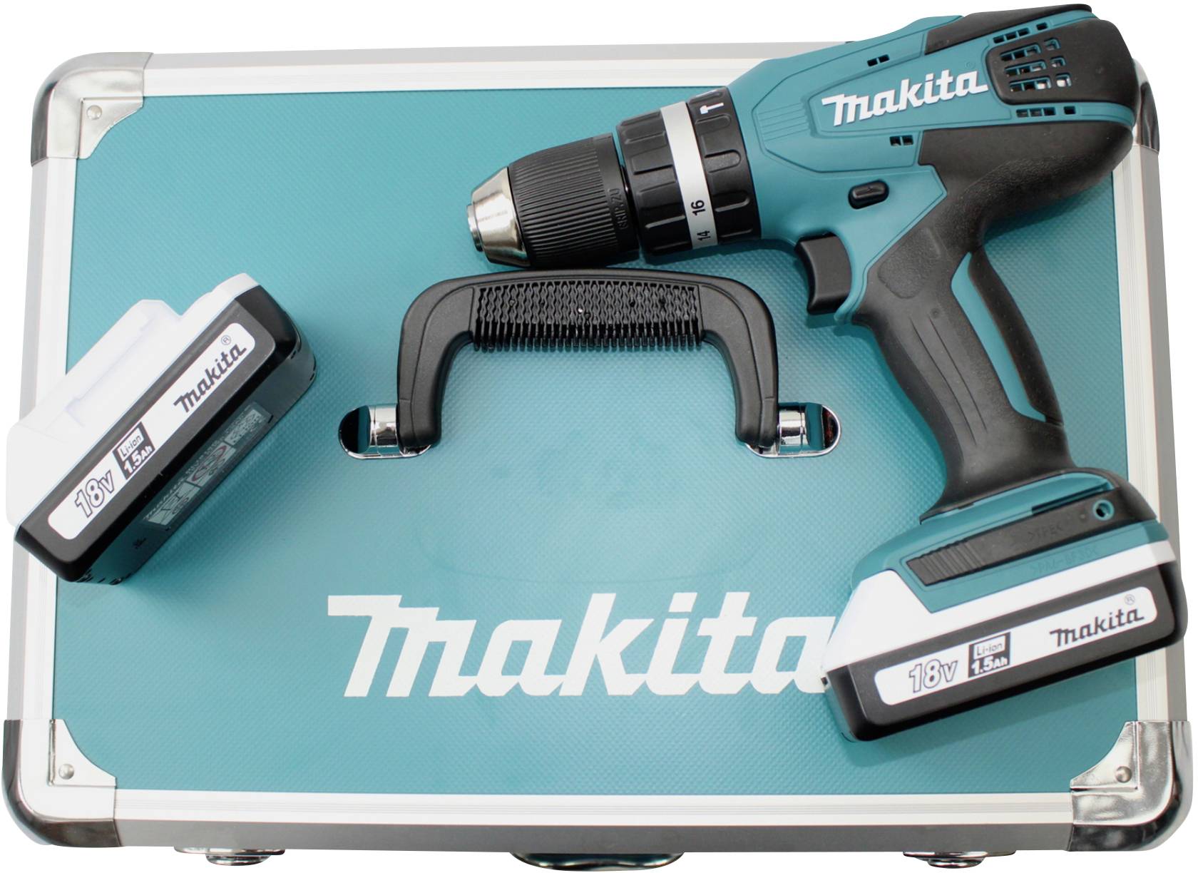 Makita HP457DWEX4 2-Gang-Akku-Schlagbohrschrauber inkl. 2. Akku, inkl. Ladegerät, inkl. Koffer, mit Zubehör
