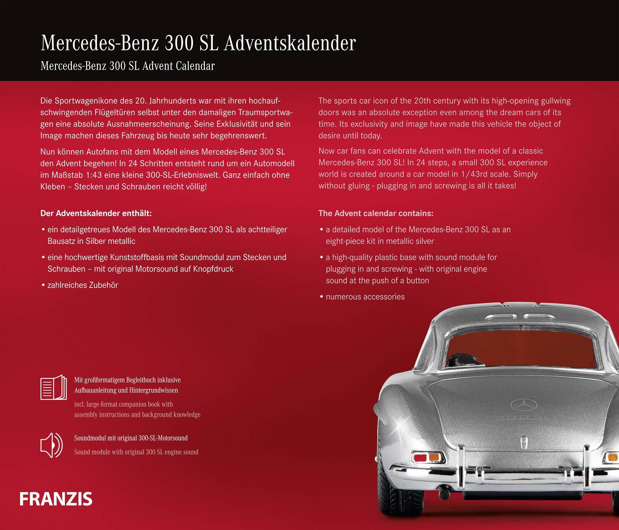 Franzis Verlag Mercedes-Benz 300 SL Mercedes-Benz 300 SL Bausätze, Elektronik, Technik Adventskalender Altersklasse ab 14 Jahre