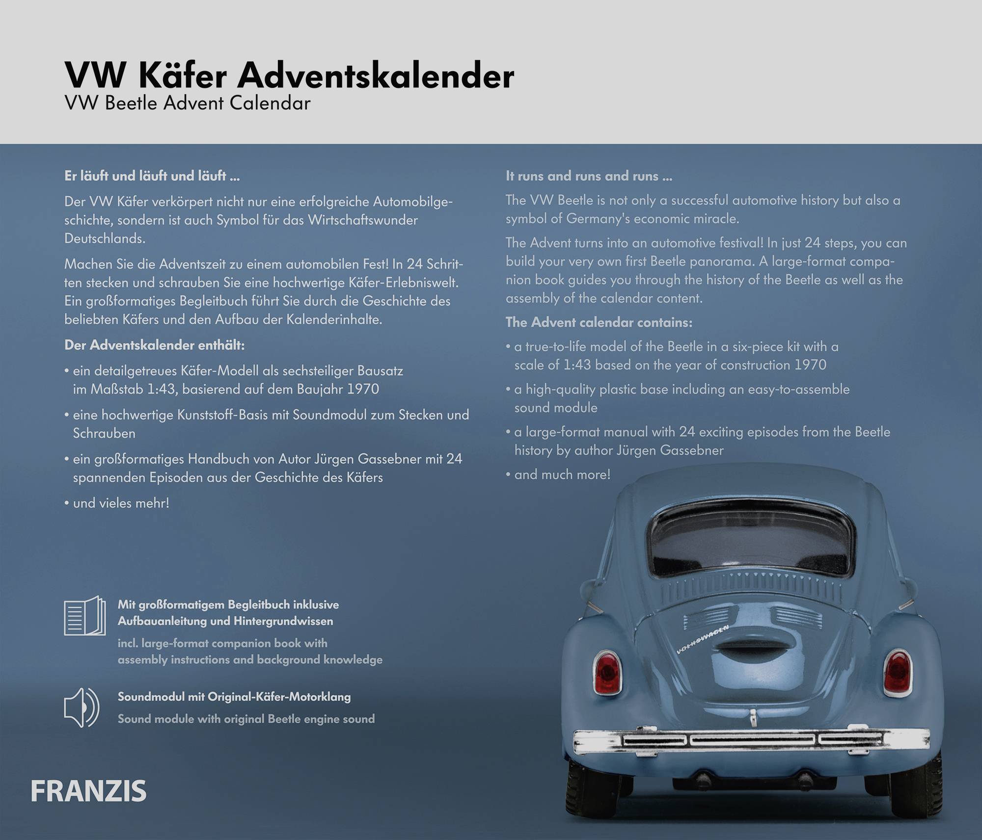 FRANZIS VW Käfer Bausätze Adventskalender Altersklasse ab 14 Jahre
