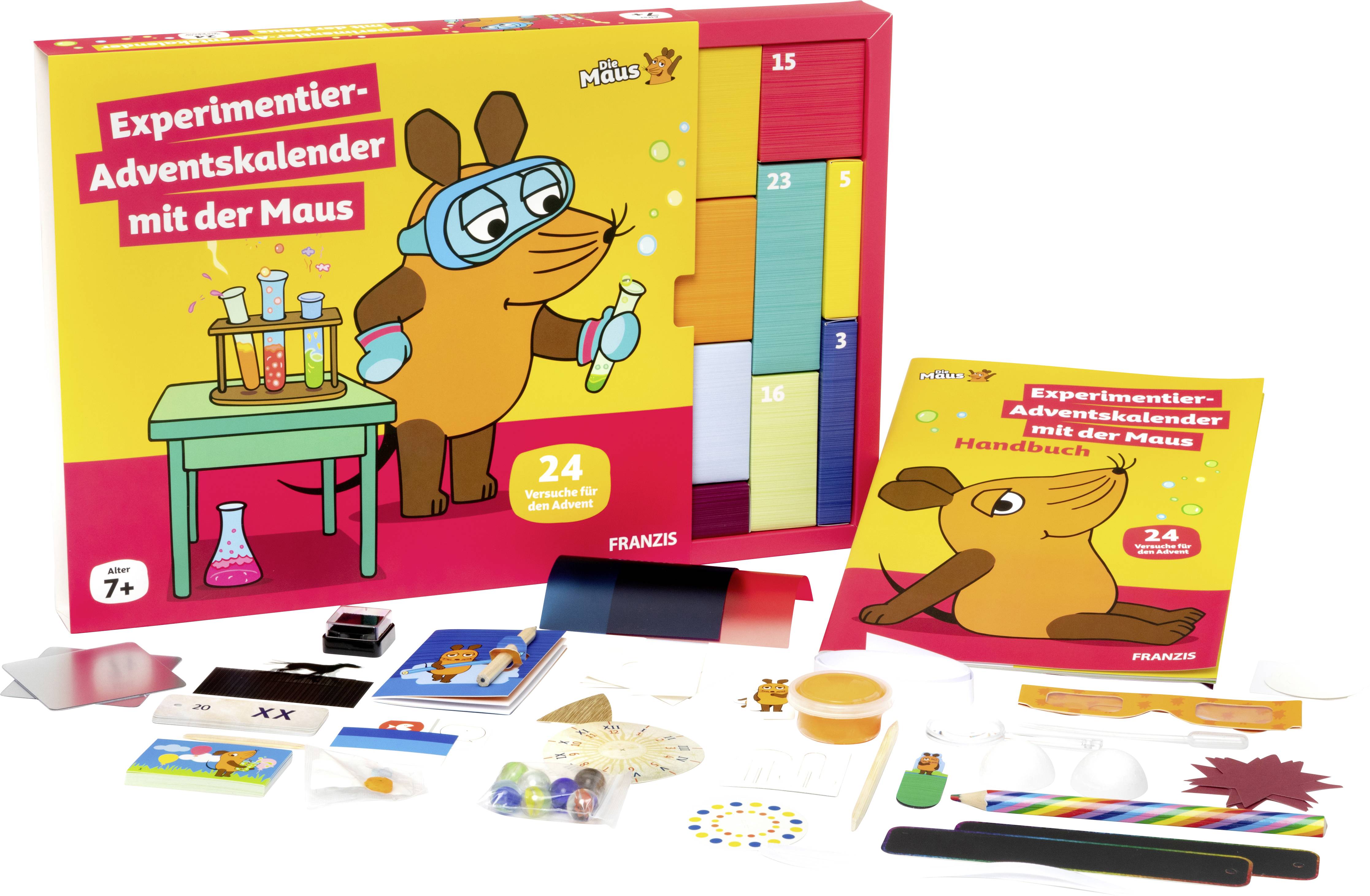 FRANZIS Verlag Mit der Maus Experimentier-Adventskalender mit der Maus Experimente Adventskalender Altersklasse ab 7 Jahre
