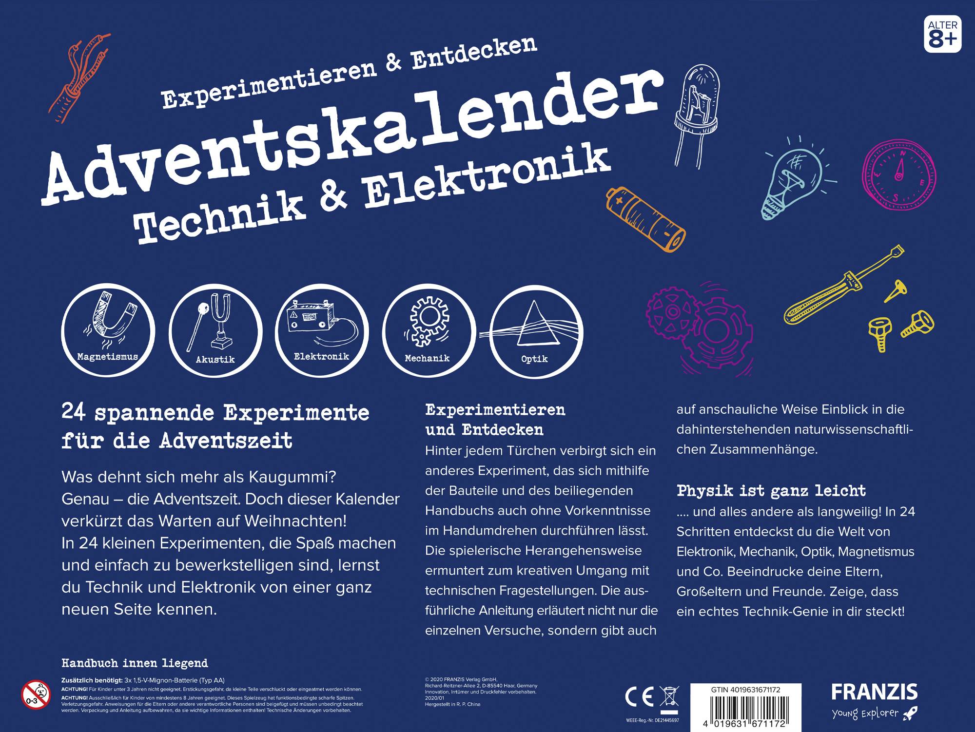 Franzis Verlag Experimentieren & Entdecken Adventskalender Technik & Elektronik Experimente Adventskalender Altersklasse ab