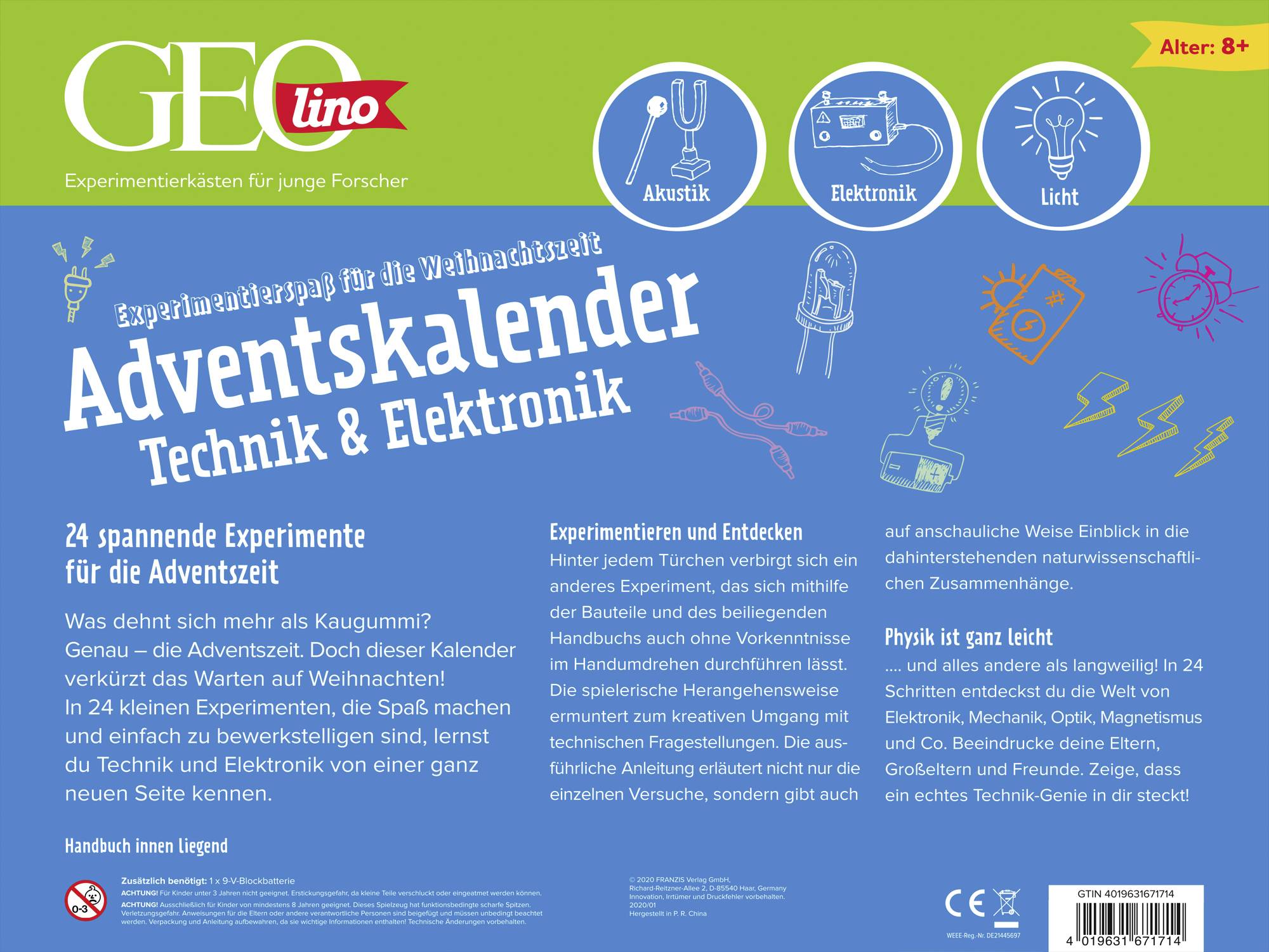 Geolino Technik & Elektronik Adventskalender Technik & Elektronik Experimente, GEOlino, Elektronik Adventskalender Altersklasse