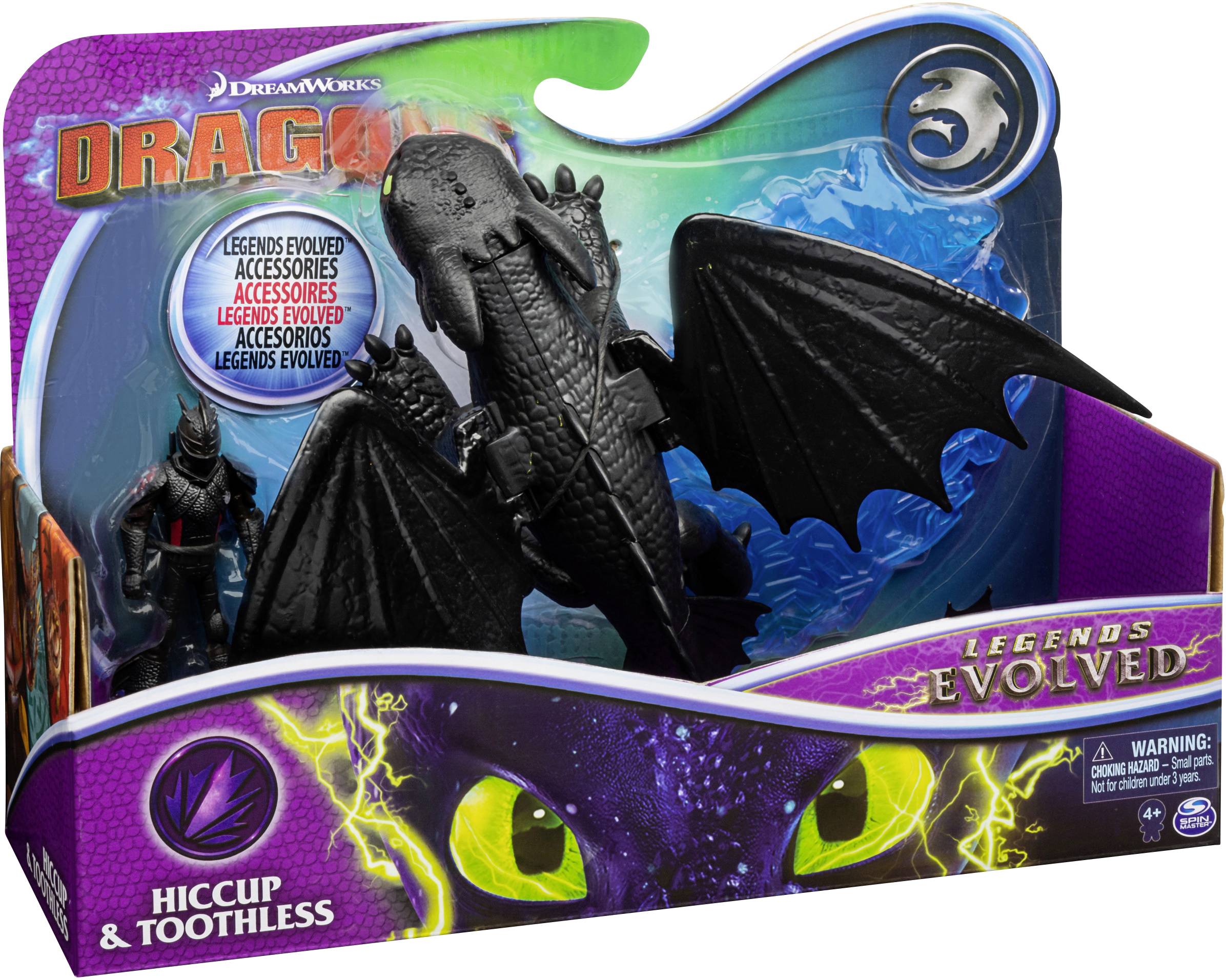 DreamWorks Dragons Legends Evolved, Hicks und Ohnezahn, Drache mit Wikingerfigur und Zubehör