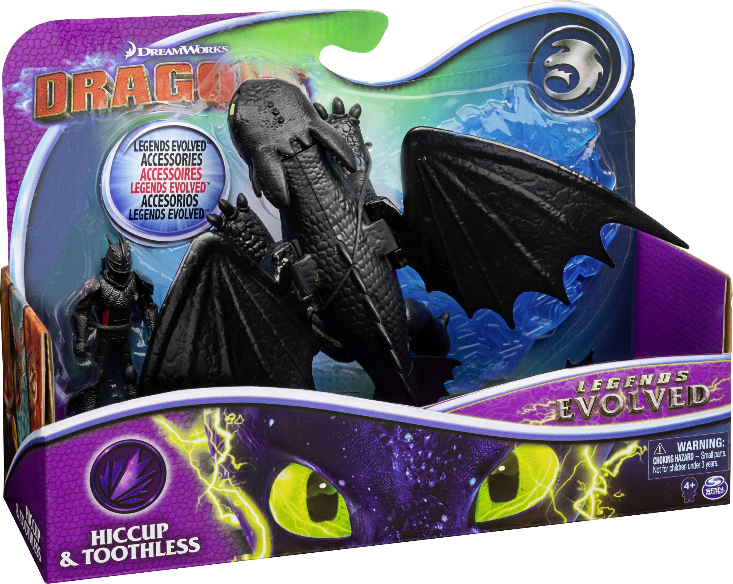 DreamWorks Dragons Legends Evolved, Hicks und Ohnezahn, Drache mit Wikingerfigur und Zubehör