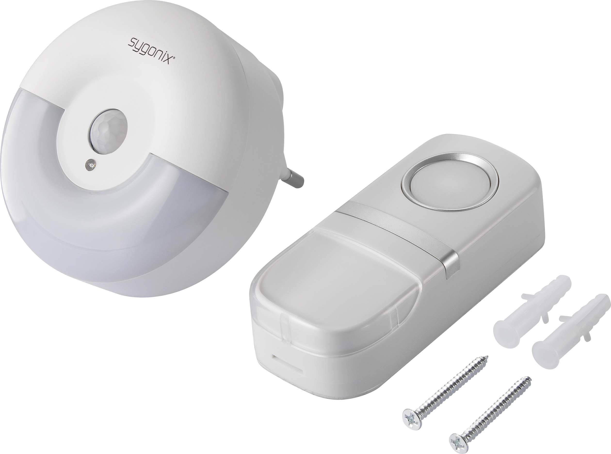 Sygonix SY-4510762 Funkklingel Komplett-Set batterielos, mit Blinklicht, mit Bewegungsmelder, mit Namensschild, mit automatischem