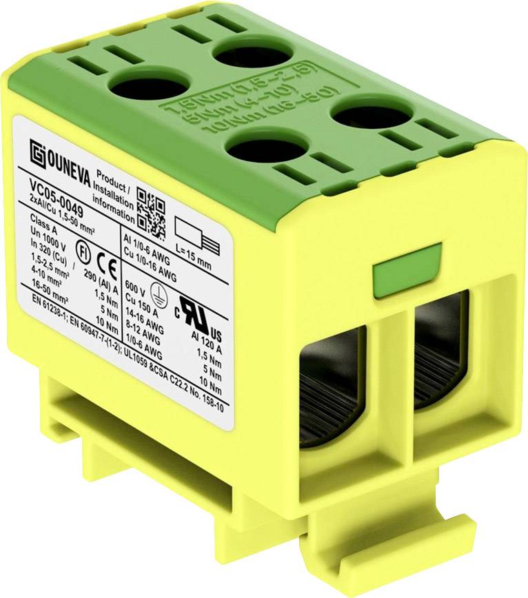 Ouneva Group VC05-0049 Verteilerblock Schrauben Gelb-Grün 1 St.