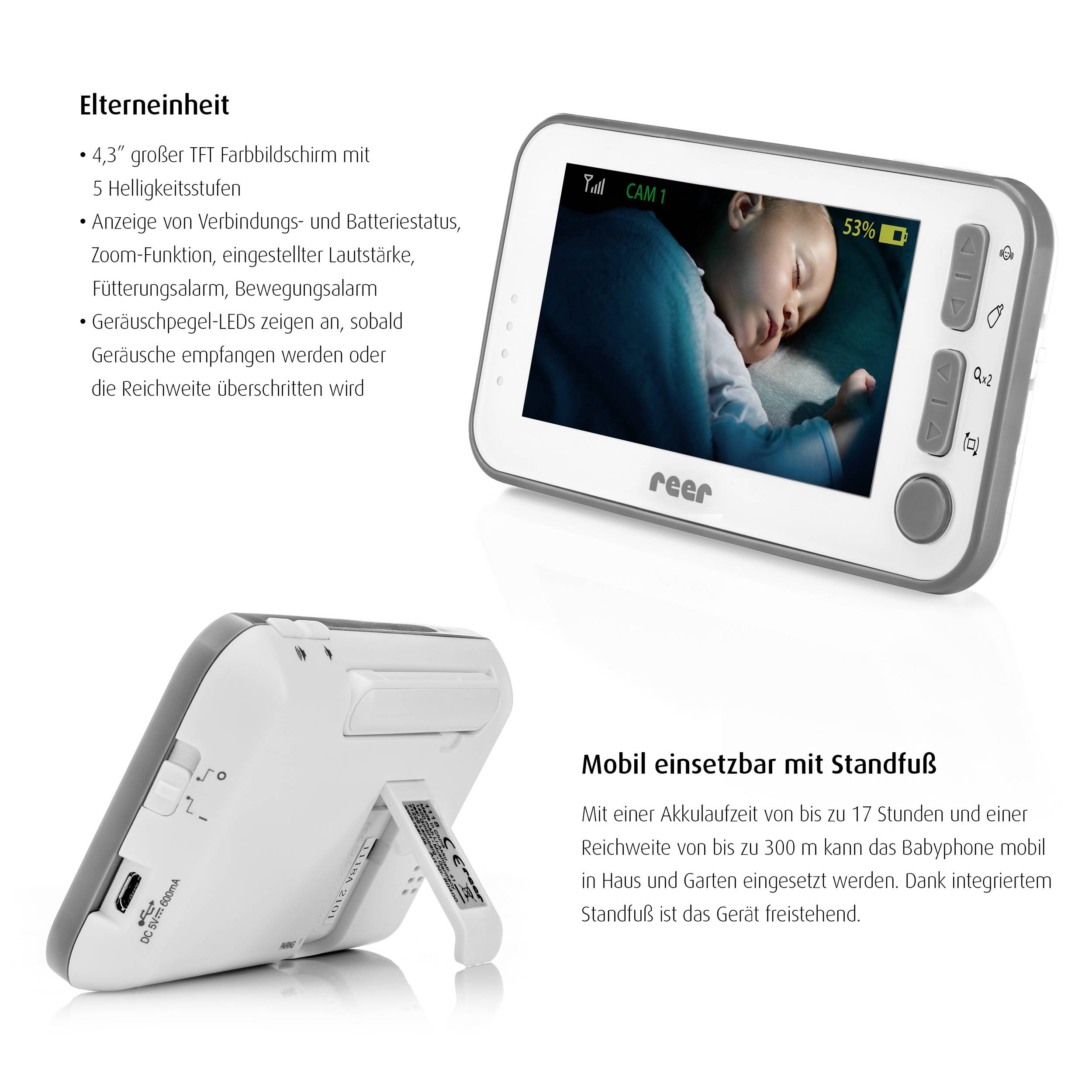 REER 80430 Babyphone mit Kamera Funk 2.4GHz