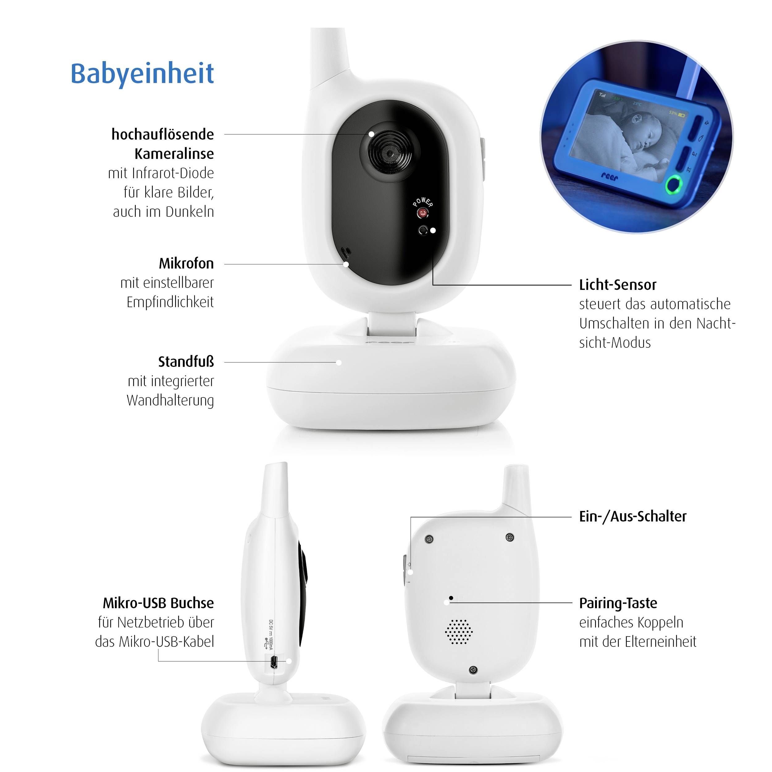 REER 80430 Babyphone mit Kamera Funk 2.4GHz