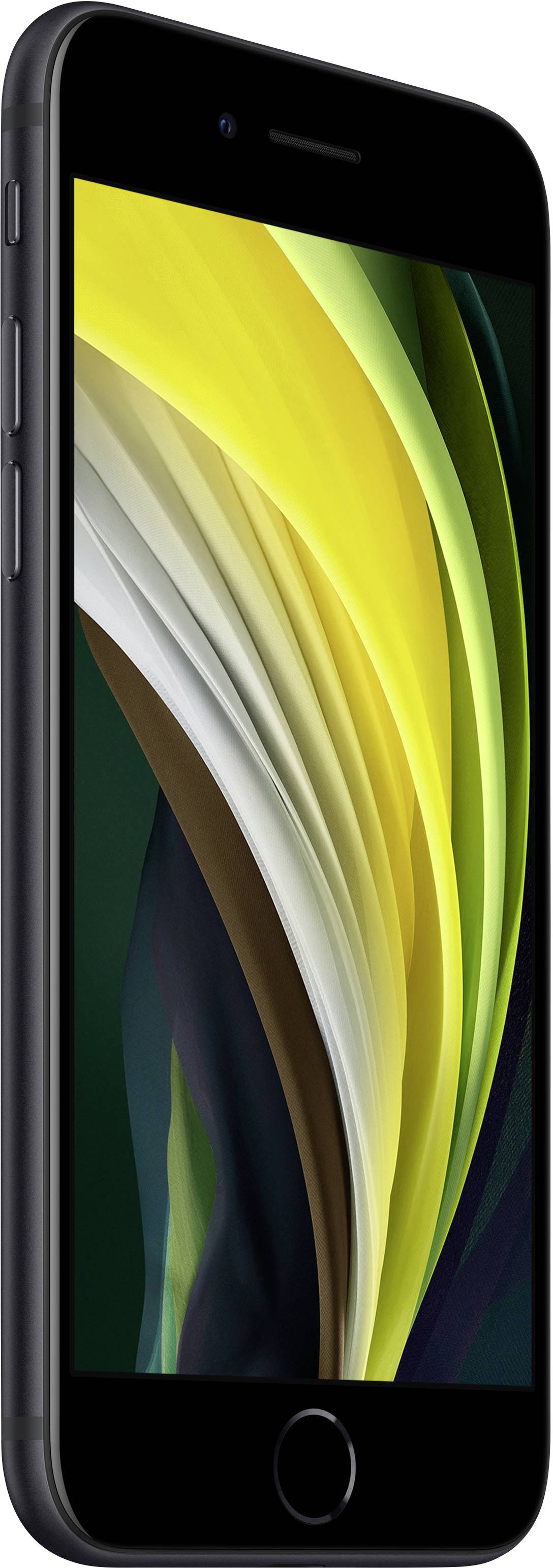 Ein Smartphone mit einem schmalen schwarzen Rahmen und einem Display, das wellenförmige Muster in Gelb-, Grün- und Brauntönen zeigt.