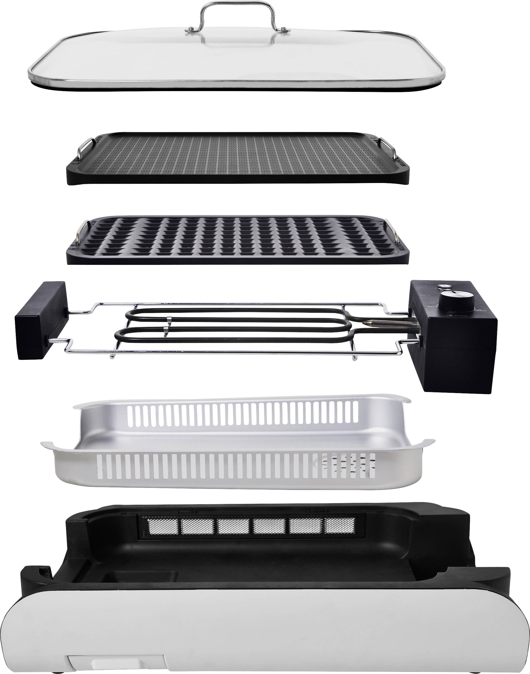 BiKitchen Grill 700.2 Elektro Tischgrill kabelgebunden, mit manueller Temperatureinstellung Schwarz, Weiß