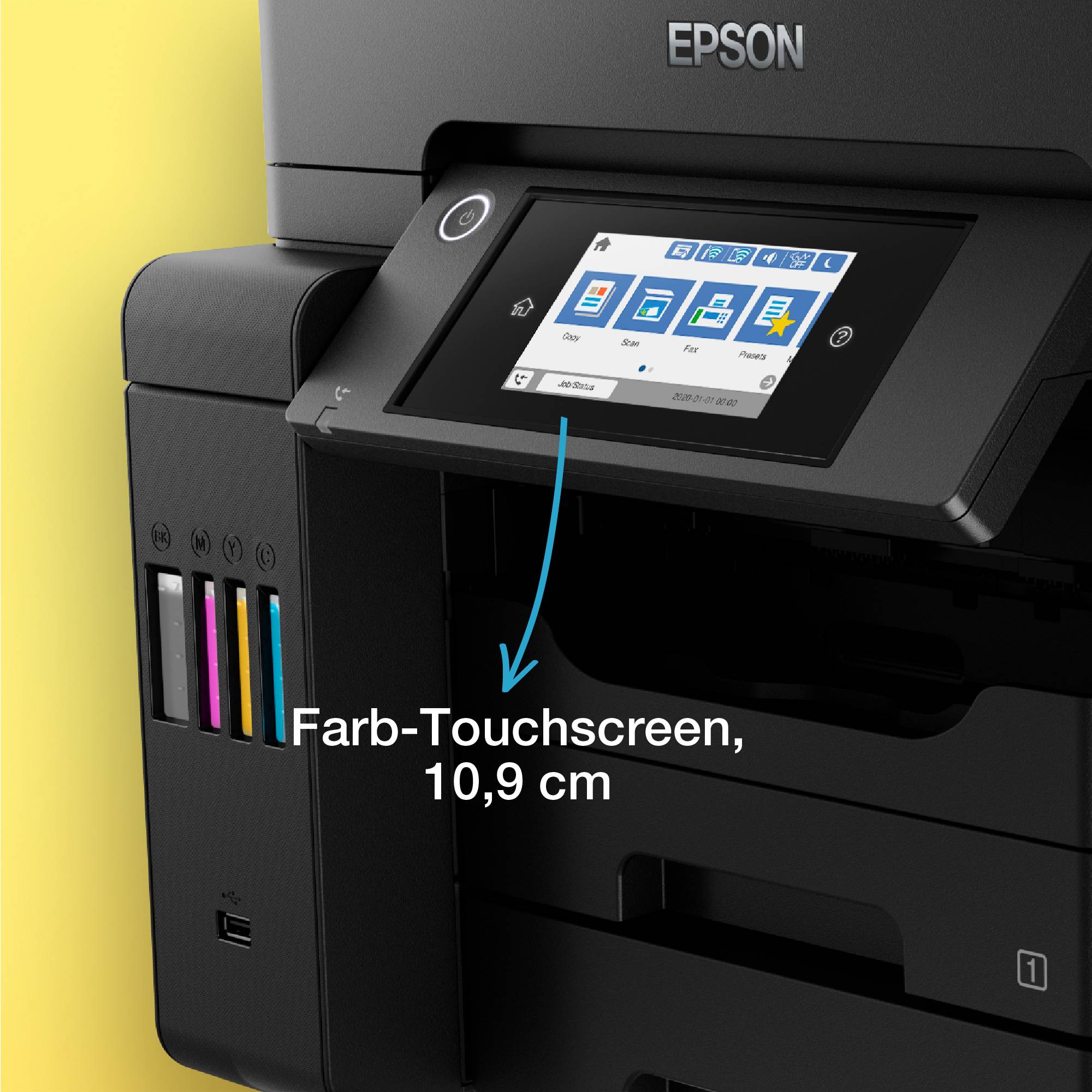 Epson EcoTank ET-5850 Multifunktionsdrucker Tintenstrahl Farbe A4 Drucker, Scanner, Kopierer ADF, Duplex, LAN, Tintentank-System, USB, WLAN