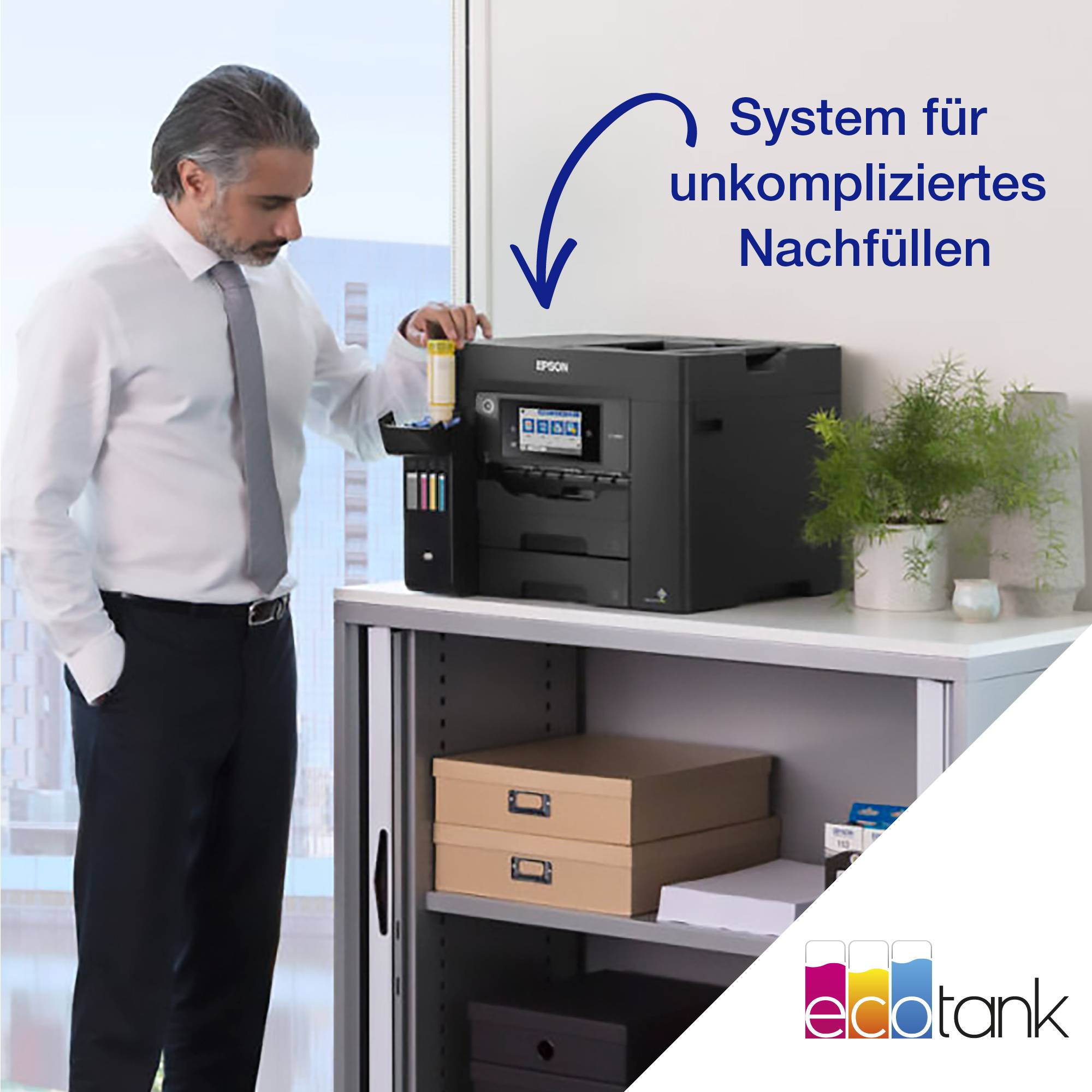 Epson EcoTank ET-5850 Multifunktionsdrucker Tintenstrahl Farbe A4 Drucker, Scanner, Kopierer ADF, Duplex, LAN, Tintentank-System, USB, WLAN