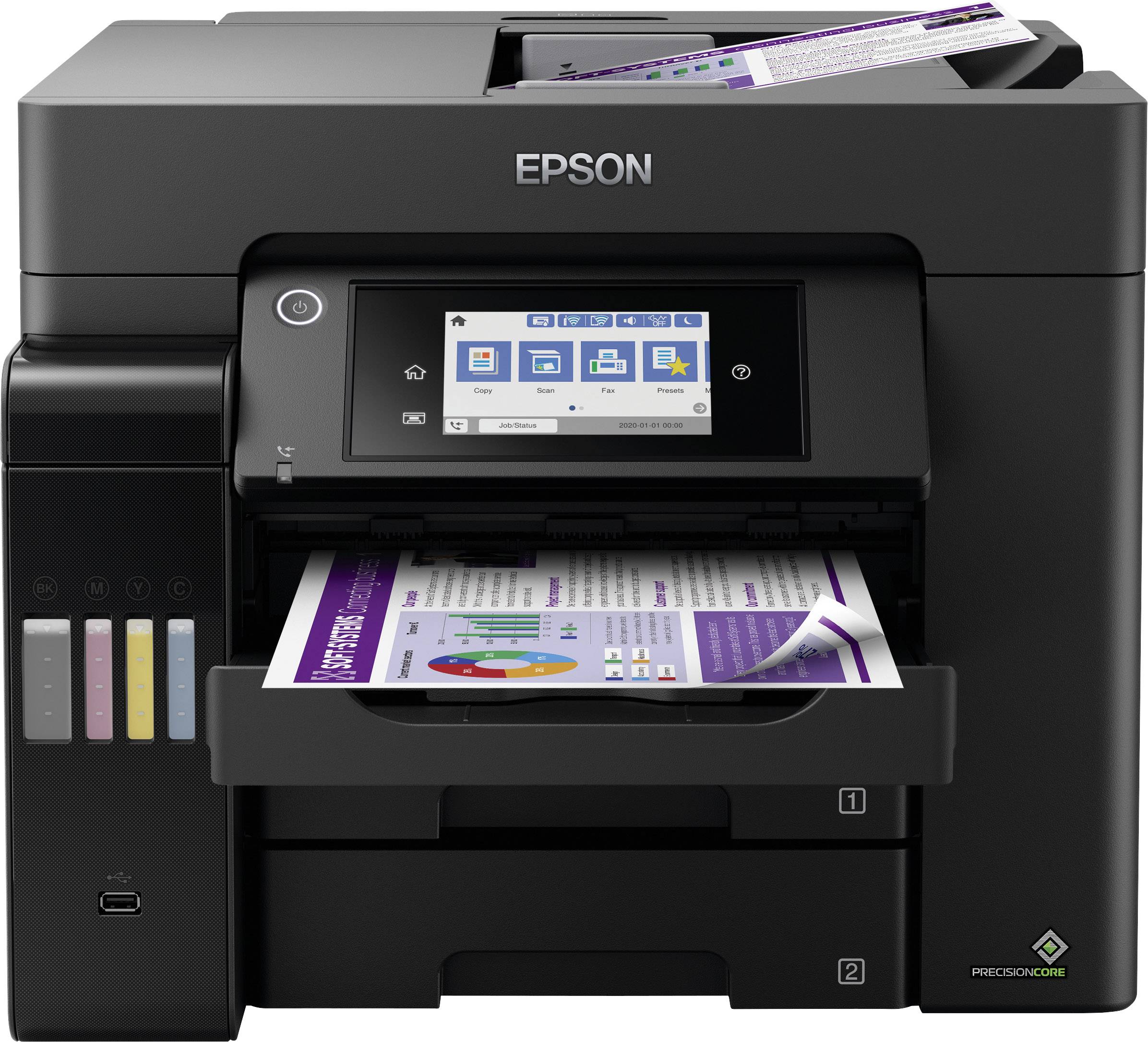 Epson EcoTank ET-5850 Multifunktionsdrucker Tintenstrahl Farbe A4 Drucker, Scanner, Kopierer ADF, Duplex, LAN, Tintentank-System, USB, WLAN