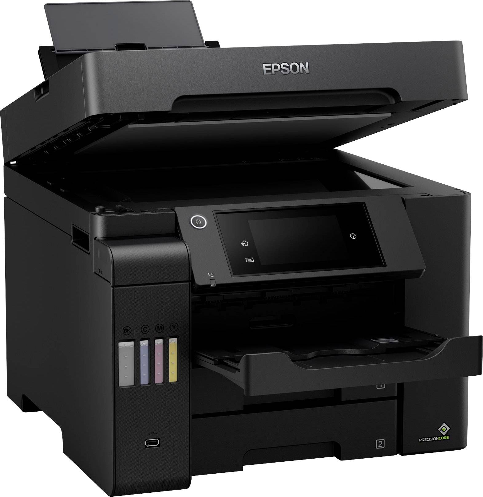 Epson EcoTank ET-5850 Multifunktionsdrucker Tintenstrahl Farbe A4 Drucker, Scanner, Kopierer ADF, Duplex, LAN, Tintentank-System, USB, WLAN