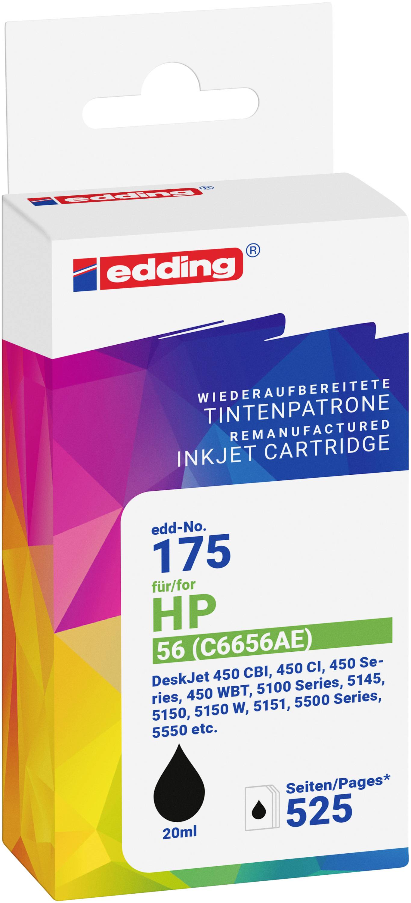 Edding Druckerpatrone ersetzt HP 56 (C6656A) Kompatibel Schwarz EDD-175 18-175