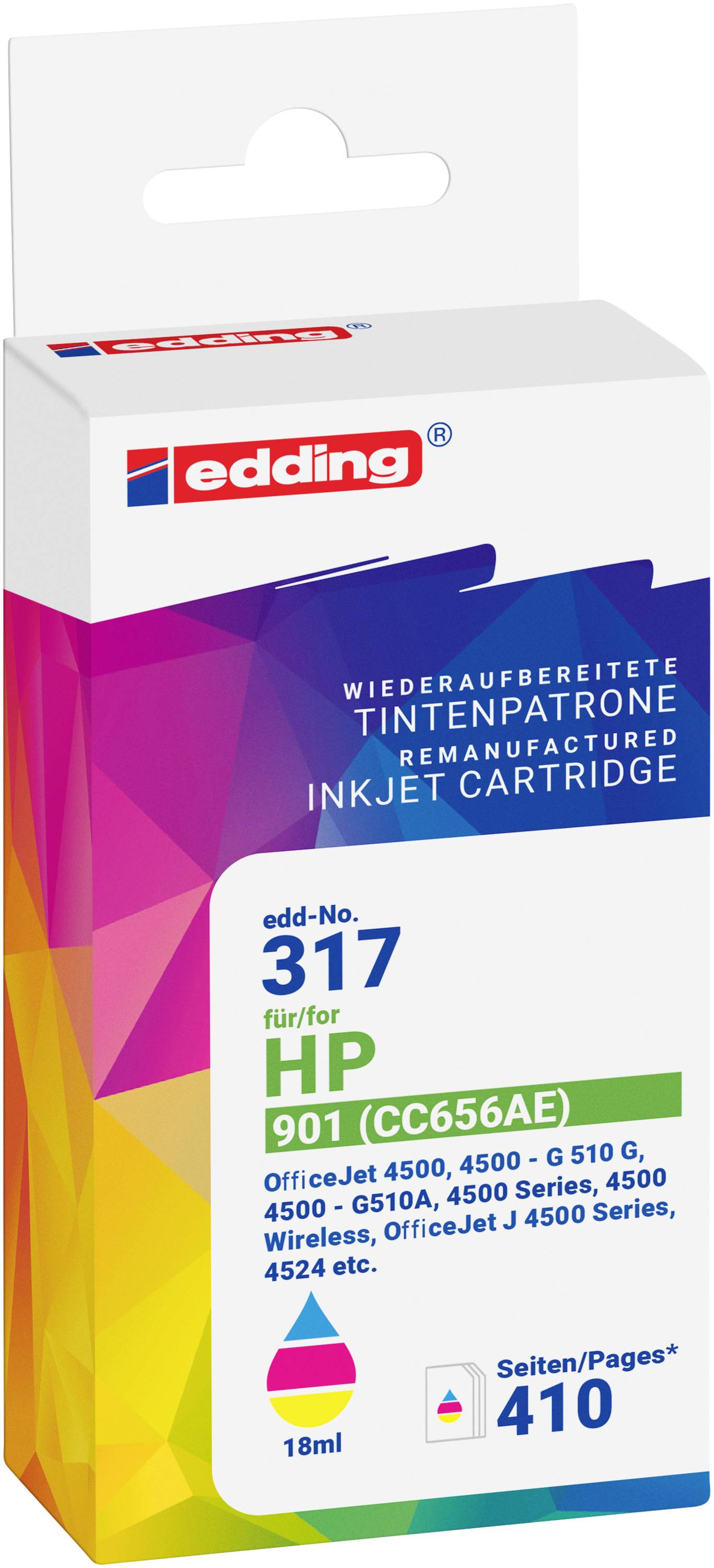 Edding Druckerpatrone ersetzt HP 901 (CC656AE) Kompatibel Cyan, Magenta, Gelb EDD-317 18-317