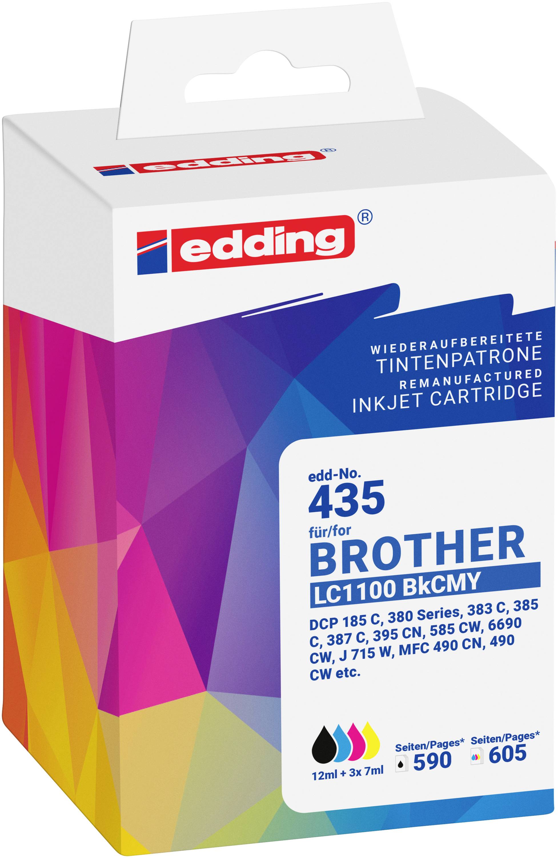 Edding Druckerpatrone ersetzt Brother LC1100 BKCMY Kompatibel Kombi-Pack Schwarz, Cyan, Magenta, Gelb EDD-435 18-435