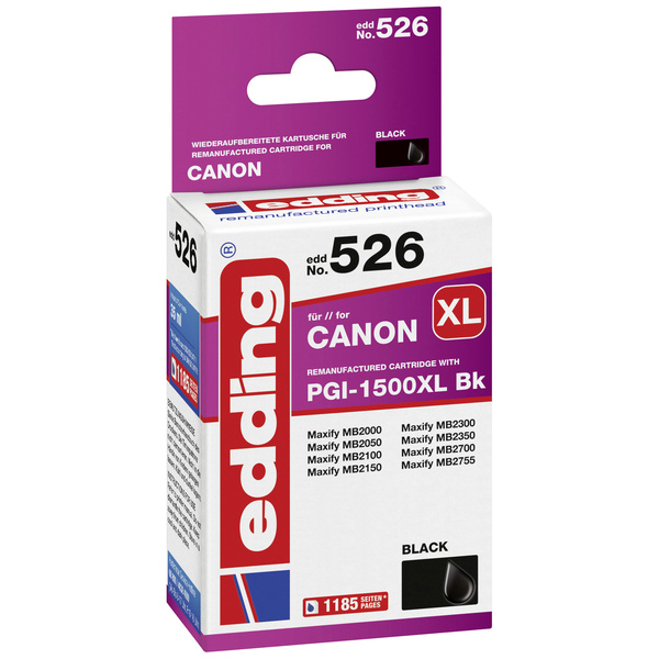 Edding Druckerpatrone ersetzt Canon PGI-1500BK XL Kompatibel Schwarz EDD-526 18-526