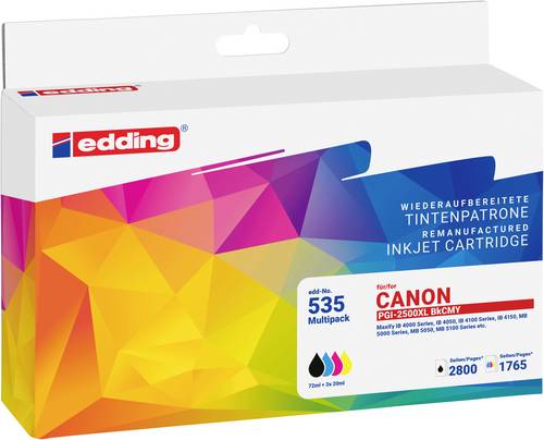 Edding Druckerpatrone ersetzt Canon PGI-2500XL BKCMY Kompatibel Kombi-Pack Schwarz, Cyan, Magenta