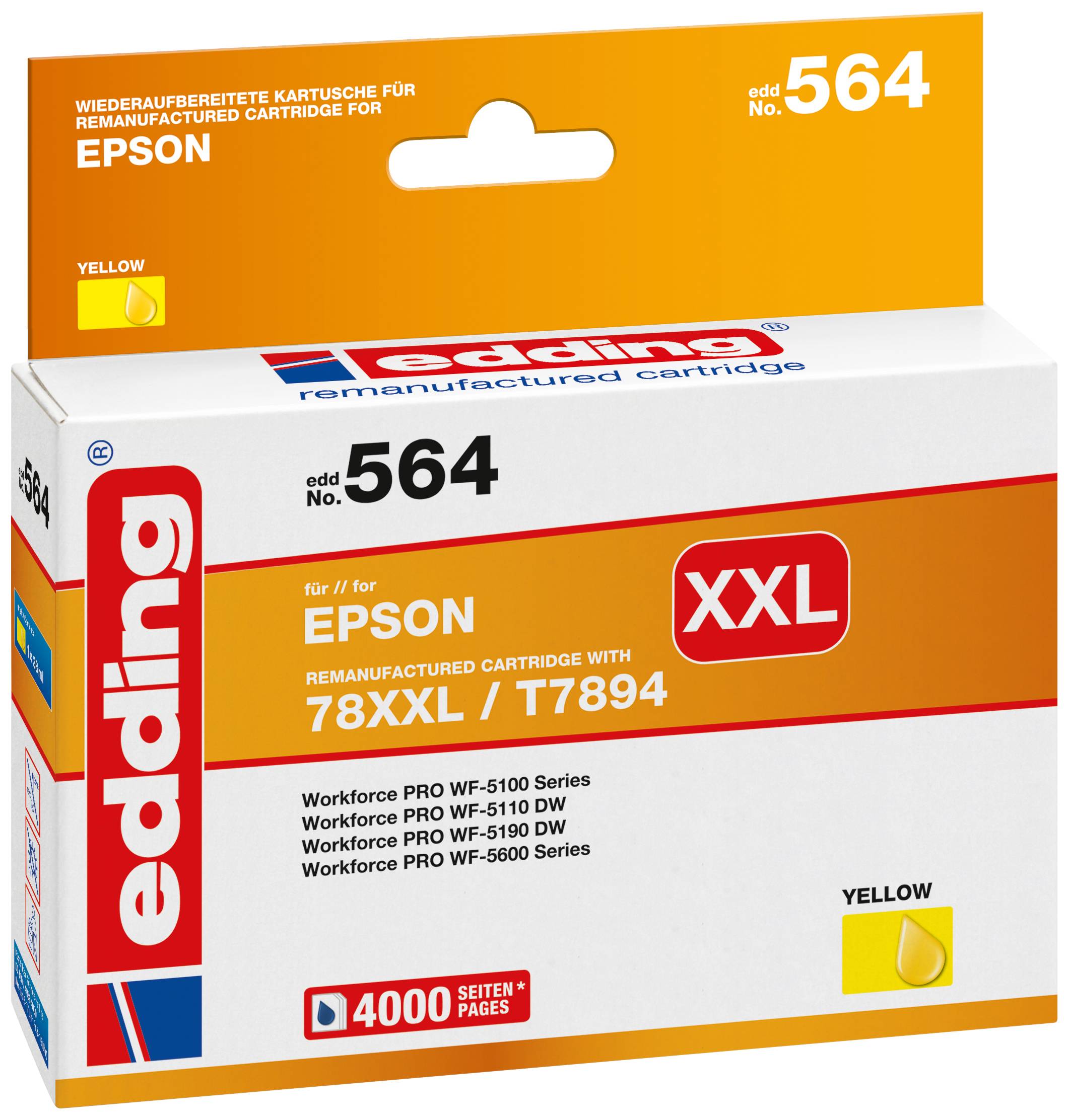 Edding Druckerpatrone ersetzt Epson 78XXL, T7894 Kompatibel Gelb EDD-564 18-564
