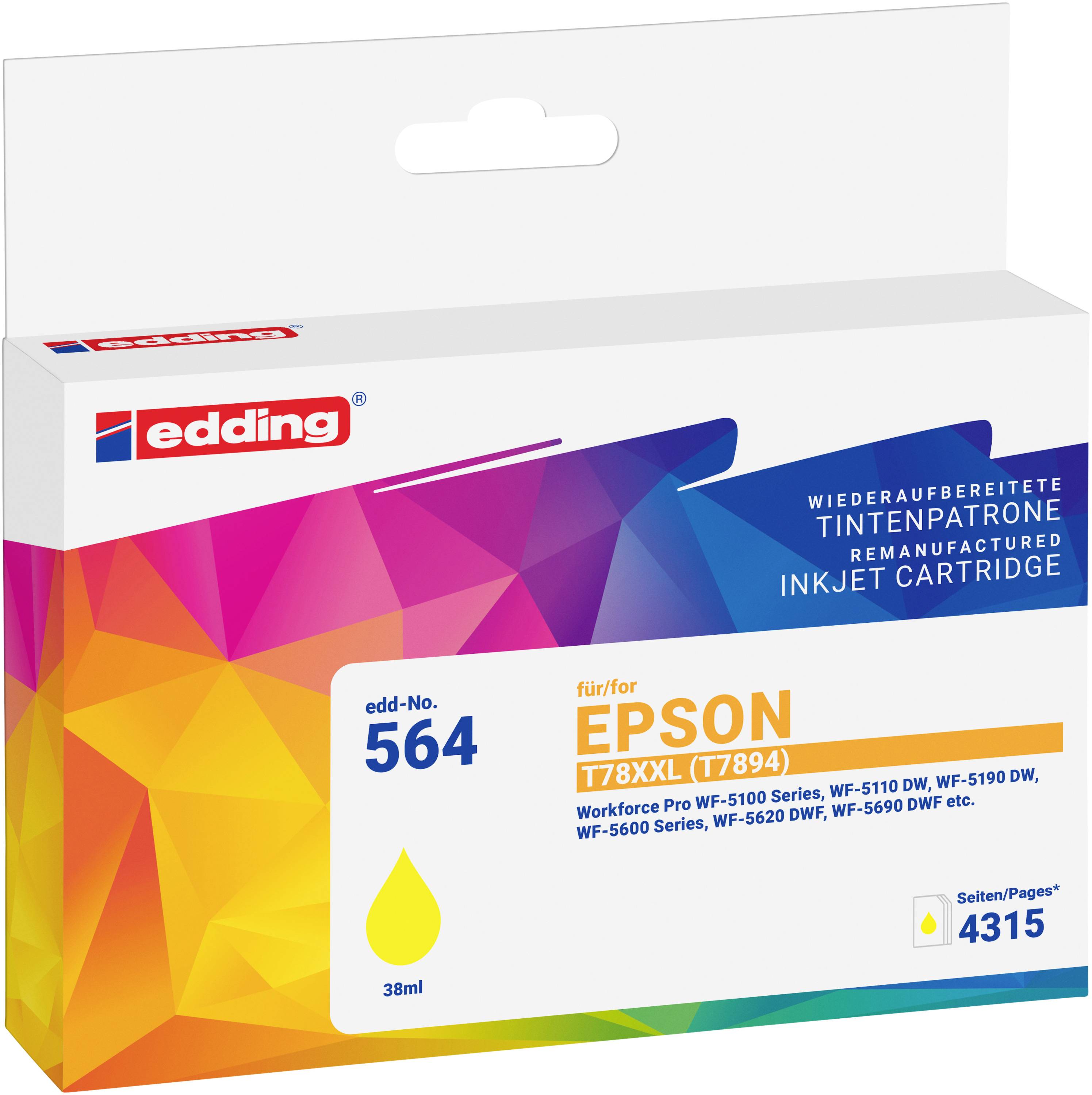 Edding Druckerpatrone ersetzt Epson T78XXL (T7894) Kompatibel Gelb EDD-564 18-564
