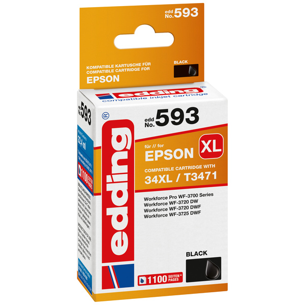 Edding Druckerpatrone ersetzt Epson 34XL, T3471 Kompatibel Schwarz EDD-593 18-593
