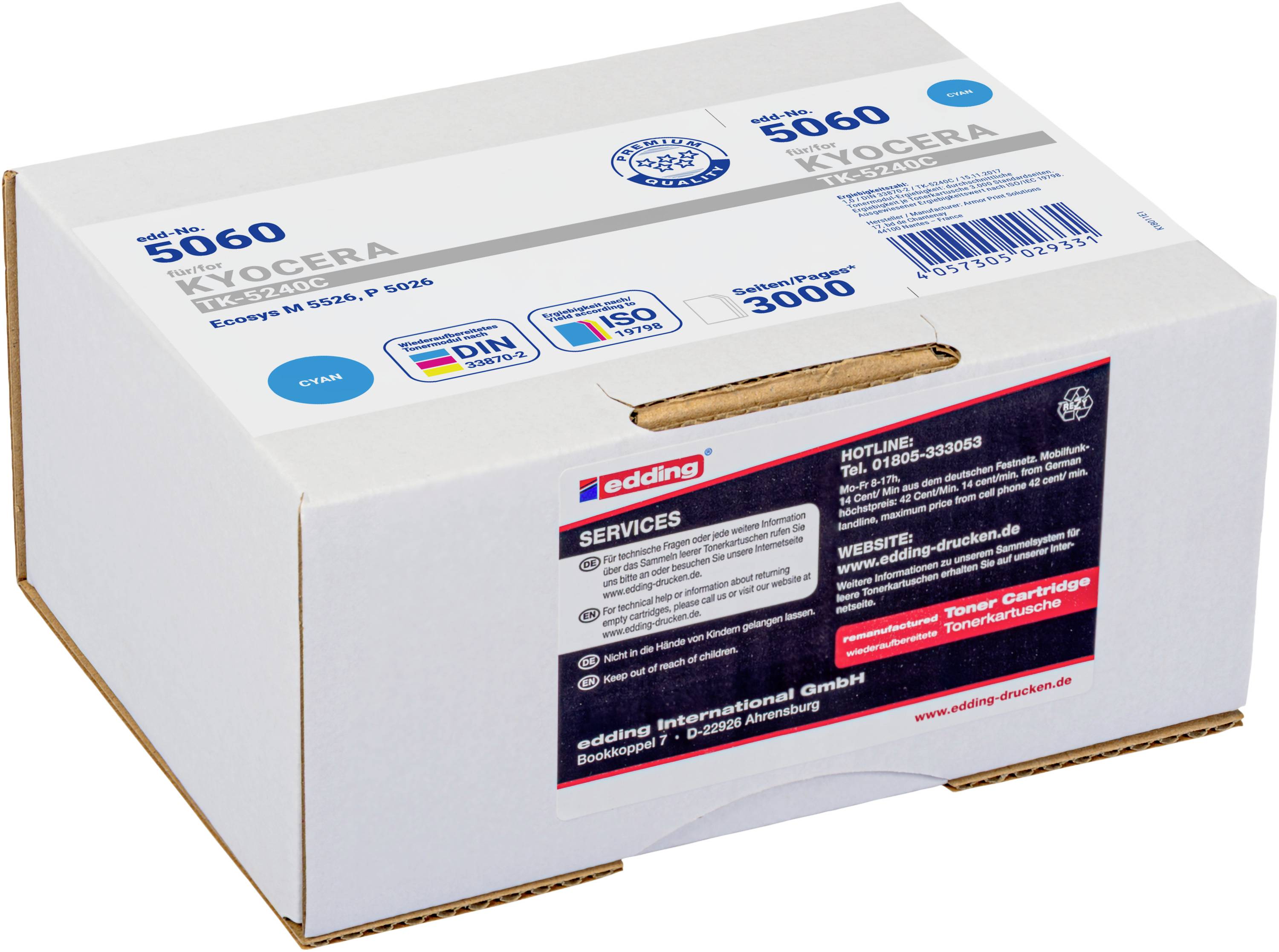 Edding Toner ersetzt Kyocera TK-5240C Kompatibel Cyan 3000 Seiten EDD-5060 18-5060