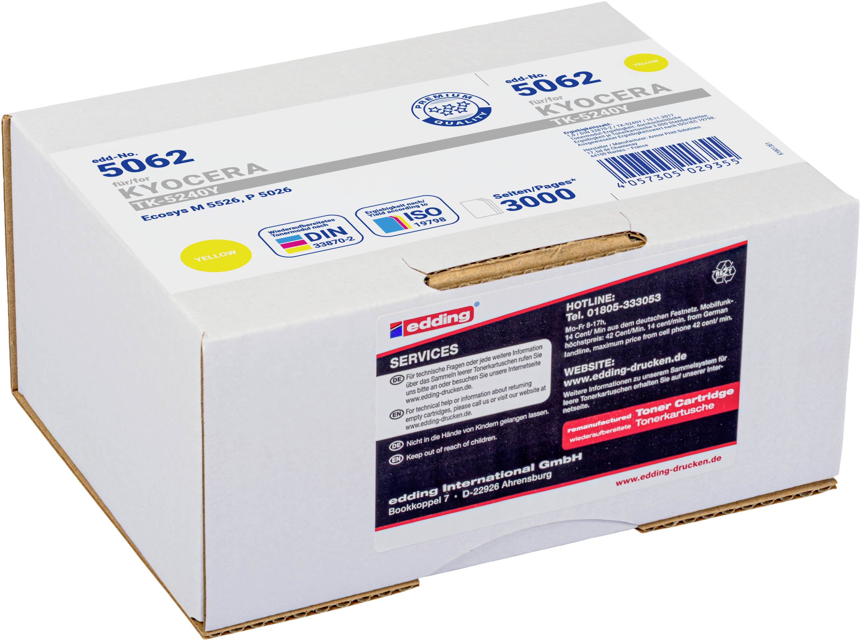 Edding Toner ersetzt Kyocera TK-5240Y Kompatibel Gelb 3000 Seiten EDD-5062 18-5062