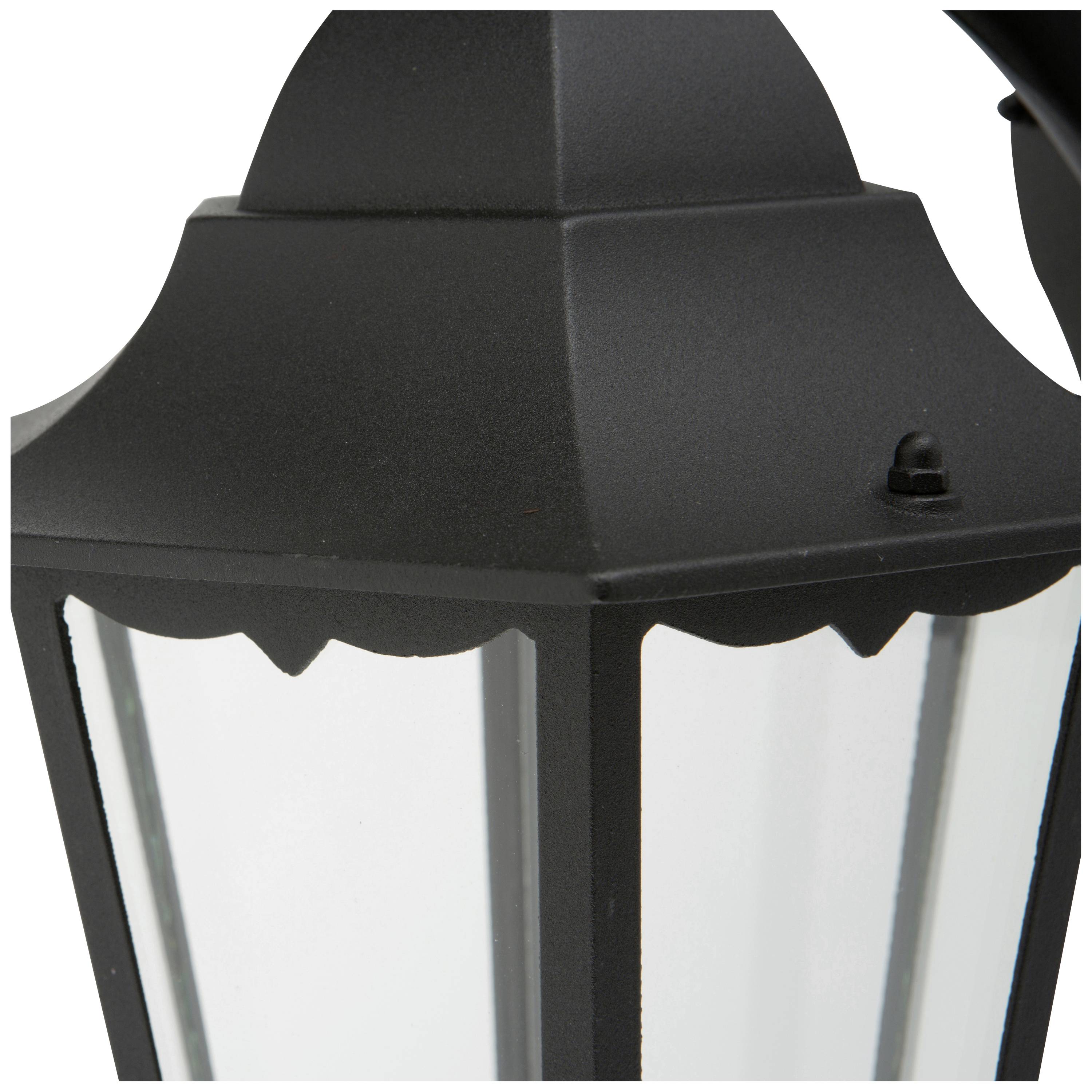 Smartwares Wandleuchte Classico Aluminium/Glas/schwarz 10.009.09 Außenwandleuchte E27 Schwarz