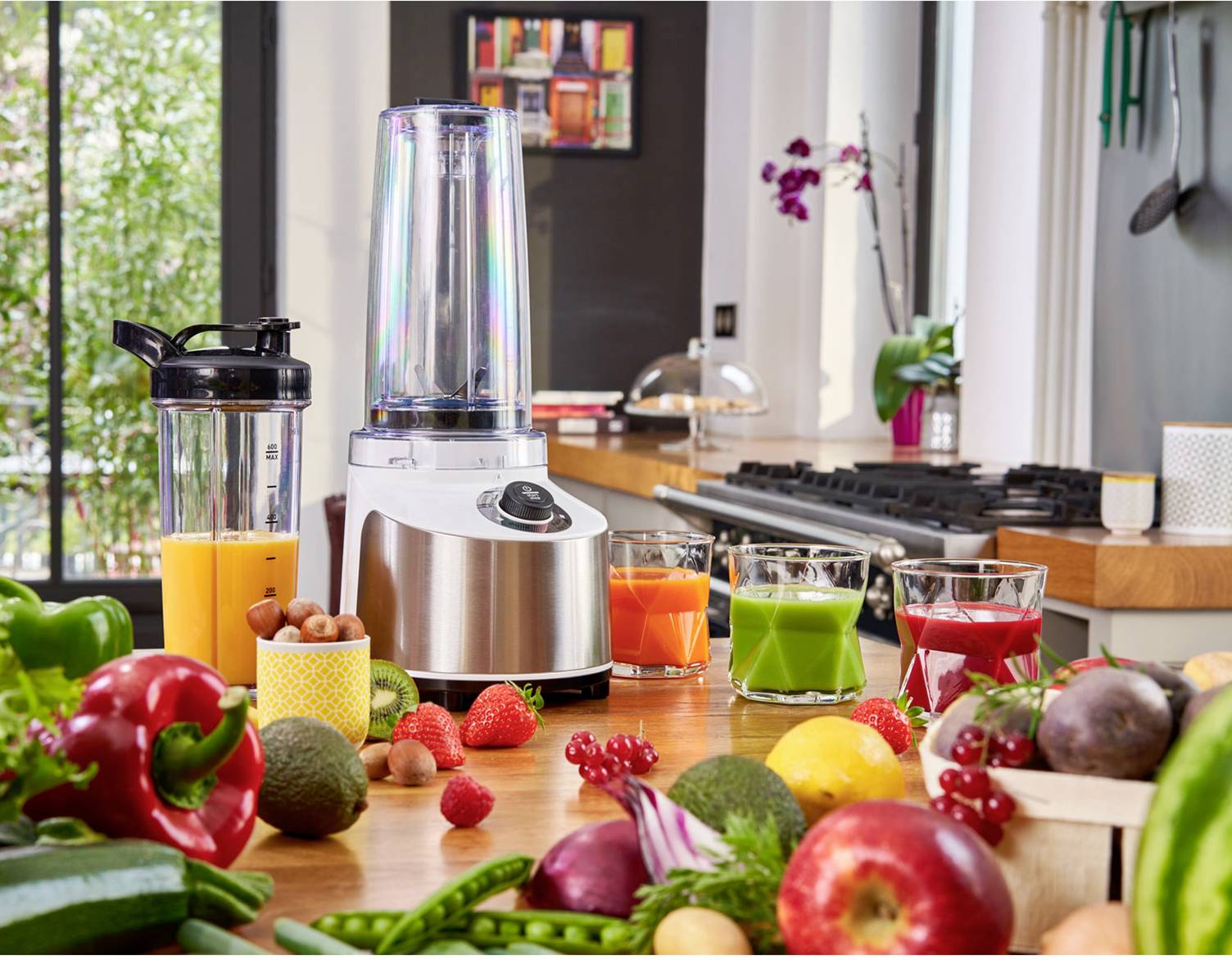 Krups Freshboost Vakuum Standmixer 800W Edelstahl (gebürstet), Weiß