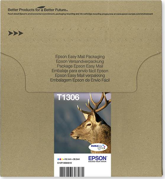 Epson Druckerpatrone T1306 Easy Mail Packaging Original Kombi-Pack Cyan, Magenta, Gelb C13T13064510