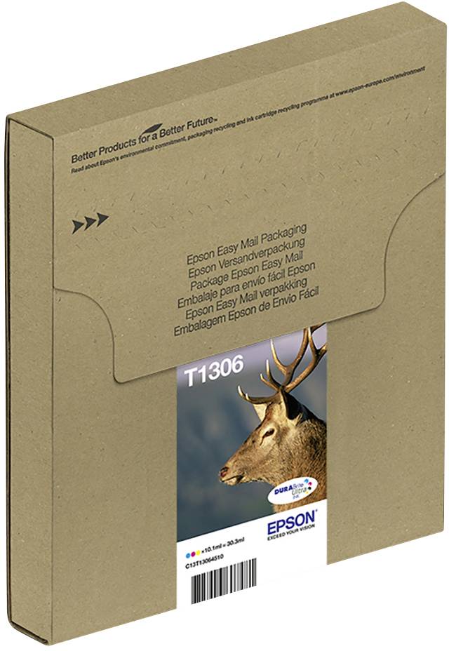 Epson Druckerpatrone T1306 Easy Mail Packaging Original Kombi-Pack Cyan, Magenta, Gelb C13T13064510