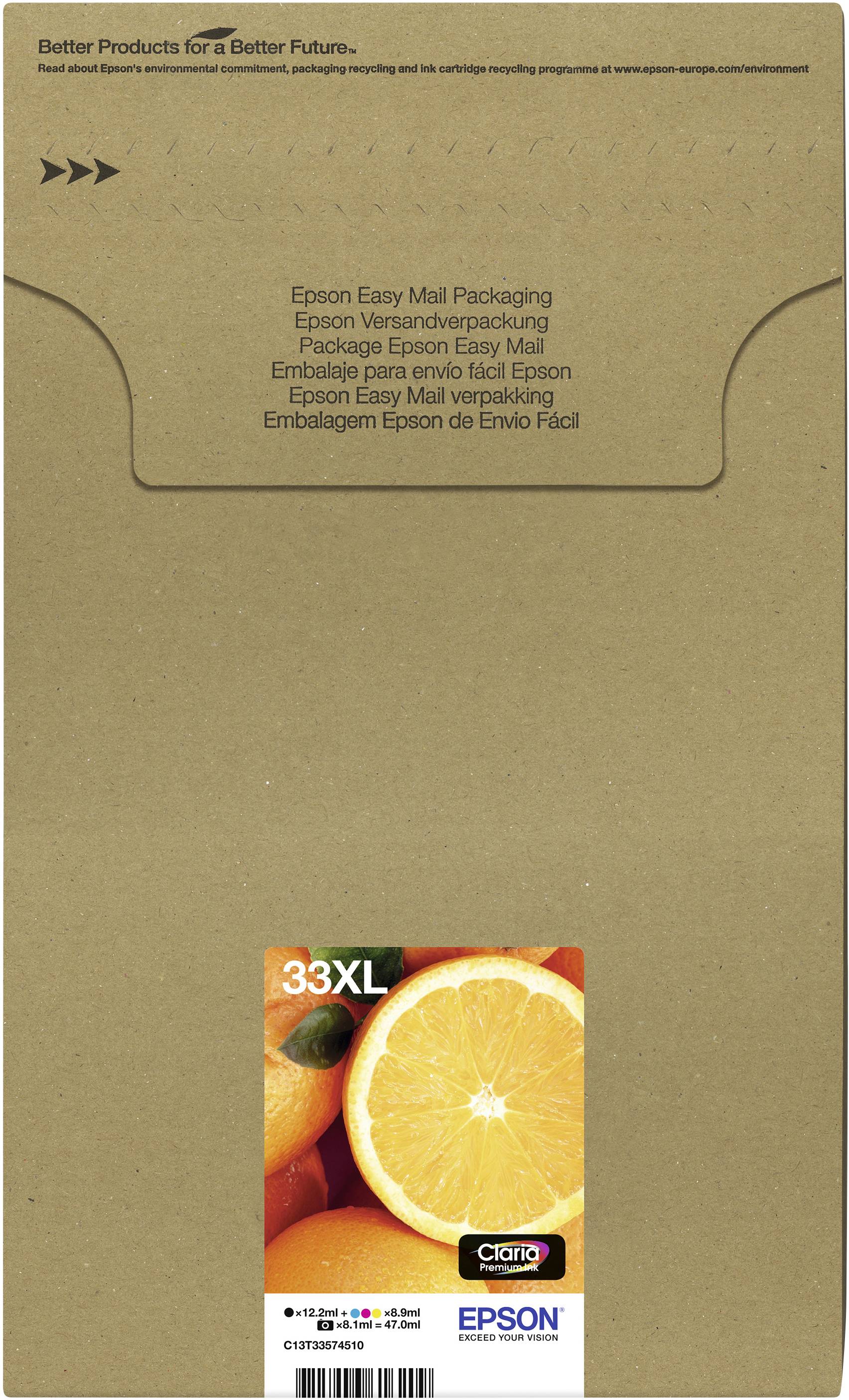 Epson Druckerpatrone T3357, 33XL Easy Mail Packaging Original Kombi-Pack Schwarz, Foto Schwarz, Cyan, Magenta, Gelb C13T33574510