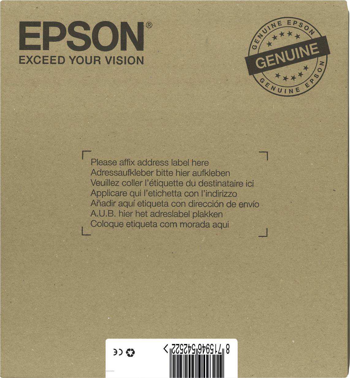 Epson Druckerpatrone T0715 Easy Mail Packaging Original Kombi-Pack Schwarz, Cyan, Magenta, Gelb C13T07154511