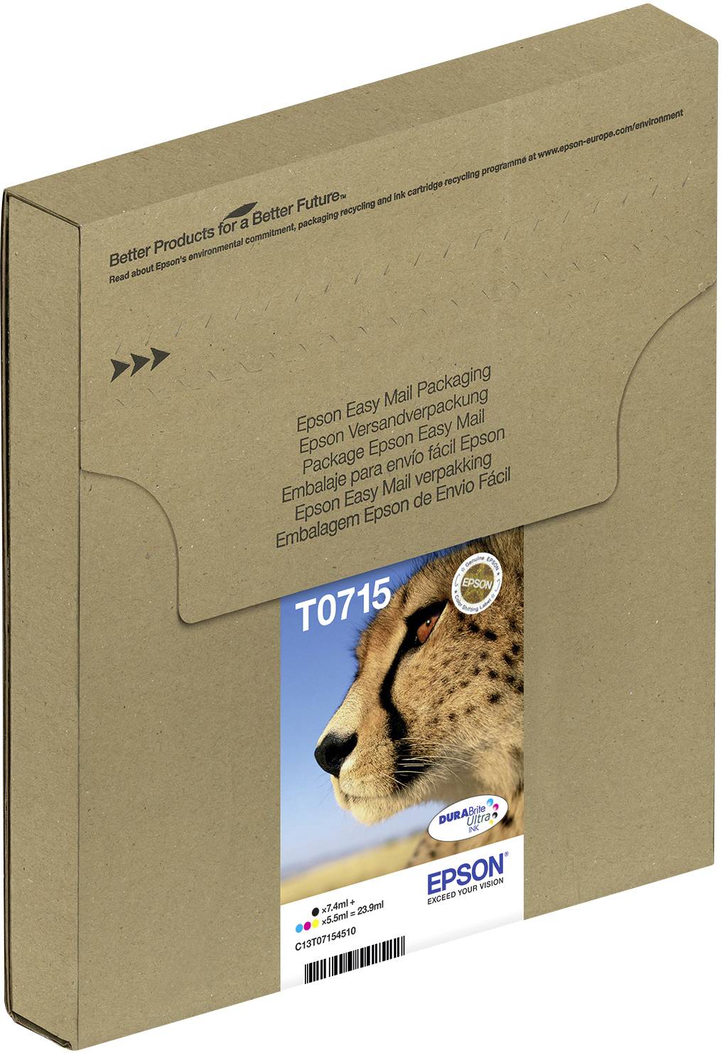 Epson Druckerpatrone T0715 Easy Mail Packaging Original Kombi-Pack Schwarz, Cyan, Magenta, Gelb C13T07154511