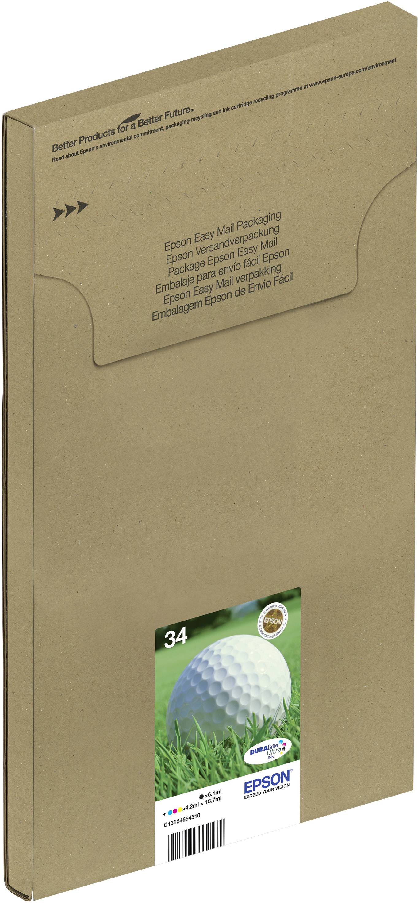 Epson Druckerpatrone T3466, 34 EasyMail Packaging Original Kombi-Pack Schwarz, Cyan, Magenta, Gelb C13T34664510