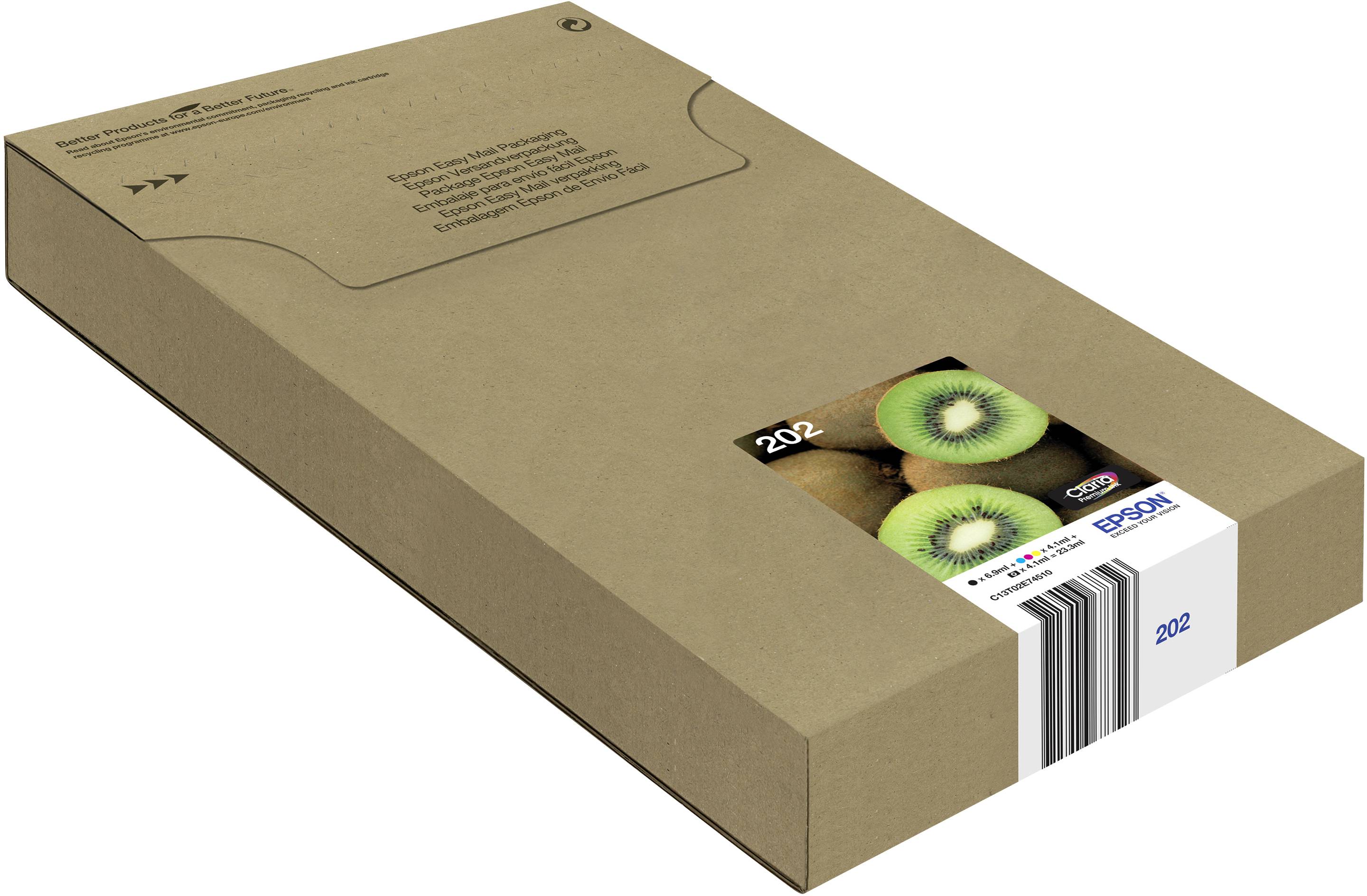 Epson Druckerpatrone T02E7, 202 Easy Mail Packaging Original Kombi-Pack Schwarz, Photo Schwarz, Cyan, Magenta, Gelb C13T02E74510
