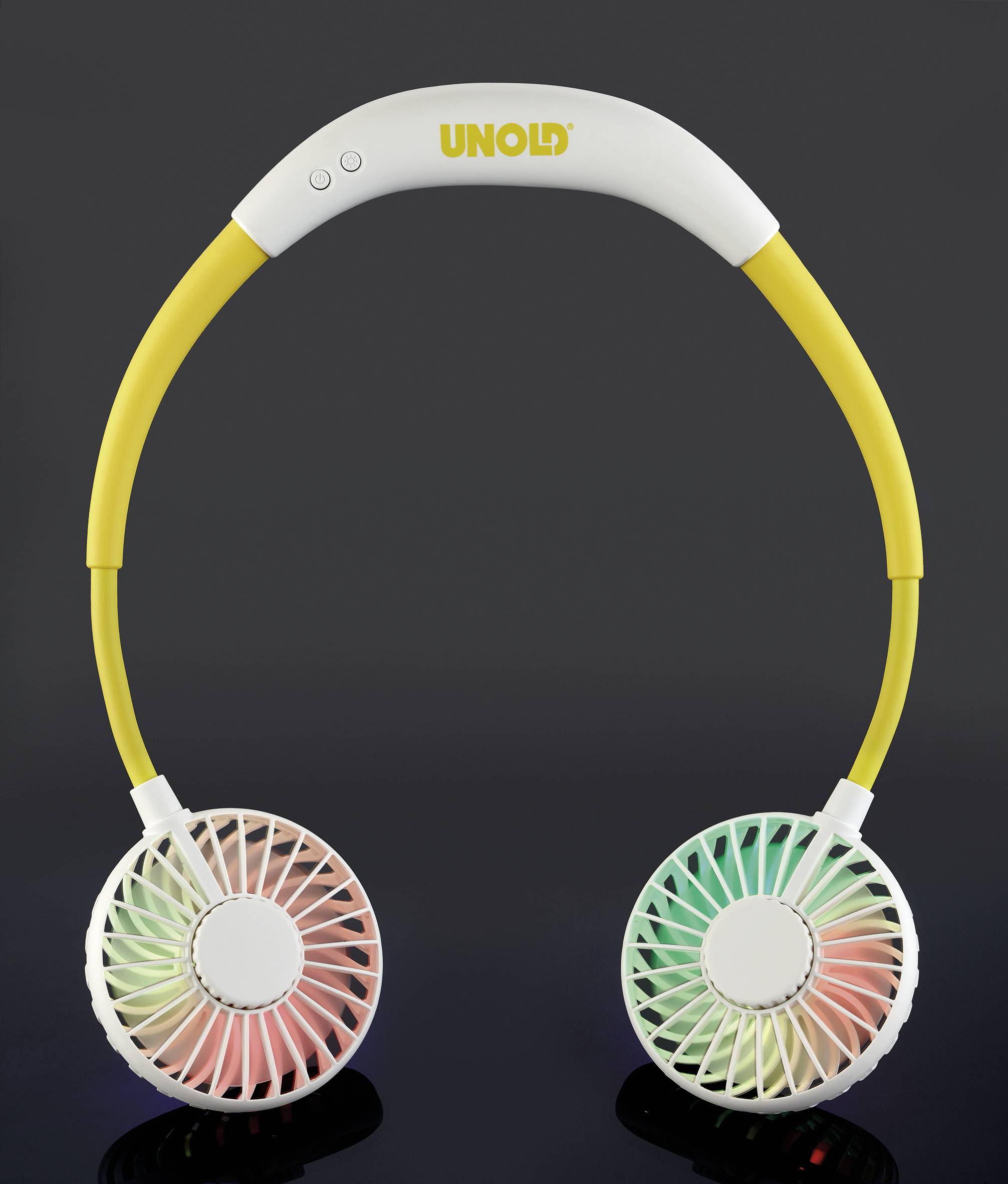 Unold Breezy White Nackenventilator LED-Kontrollleuchte, mit Beleuchtung