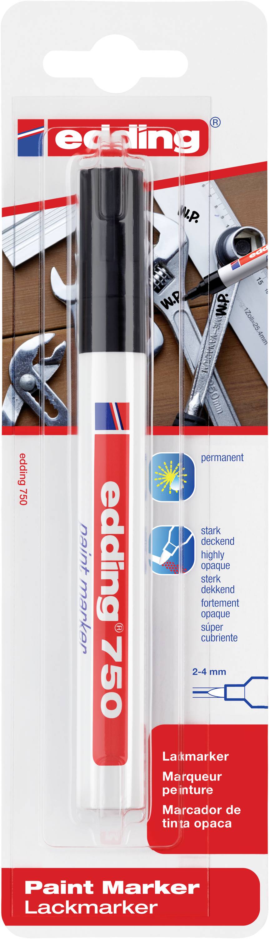 Edding 750 Paint Marker 4-750-1-4001 Lackmarker Schwarz 2 mm, 4 mm
