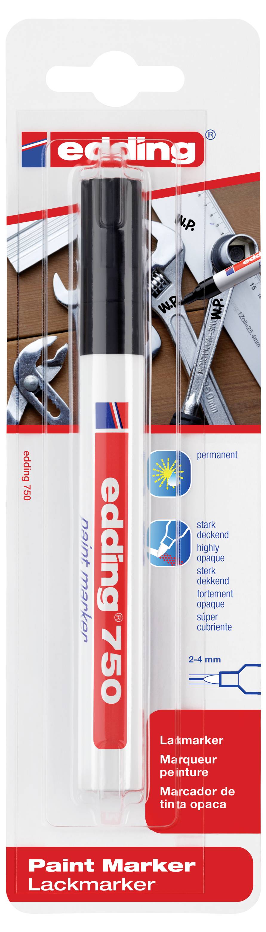Edding 750 Paint Marker 4-750-1-4001 Lackmarker Schwarz 2 mm, 4mm