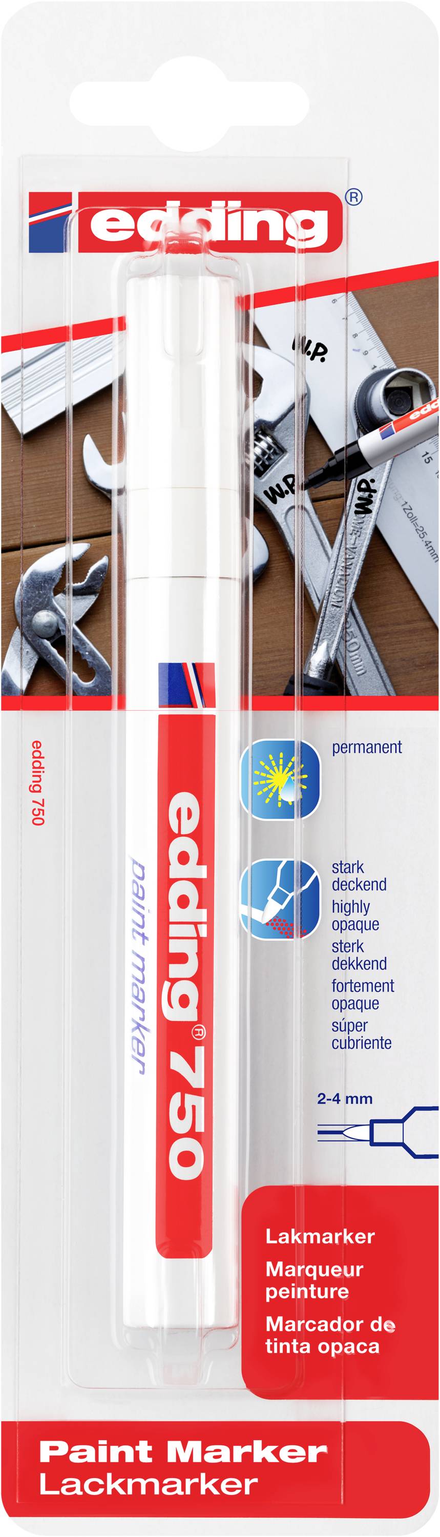 Edding 750 Paint Marker 4-750-1-4049 Lackmarker Weiß 2 mm, 4mm