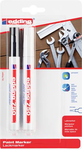 Edding 750 Paint Marker 4-750-2-3999 Lackmarker Schwarz, Weiß 2 mm, 4 mm