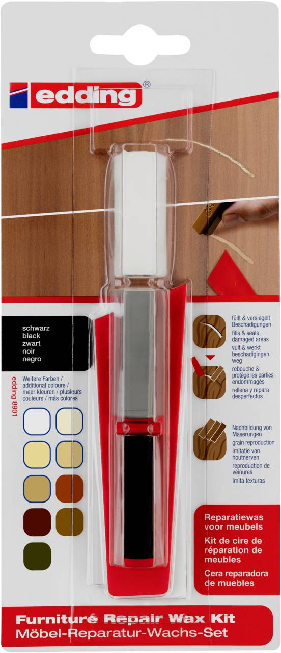 Edding 8901 4-8901-1-4001 Möbel-Reparaturwachs-Set Schwarz