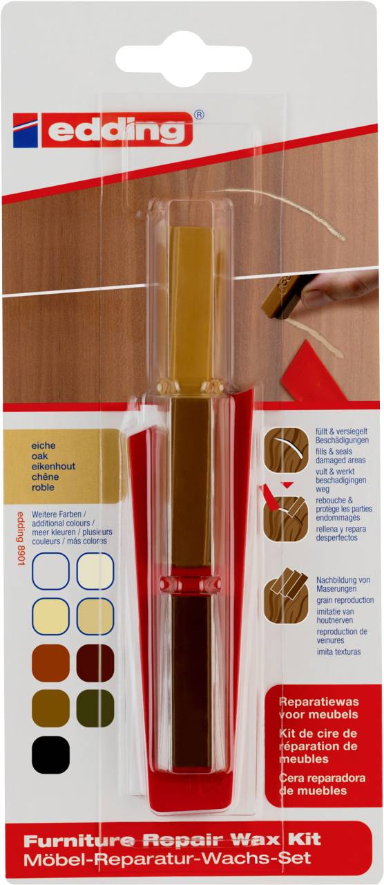 Edding 8901 4-8901-1-4603 Möbel-Reparaturwachs-Set Eiche