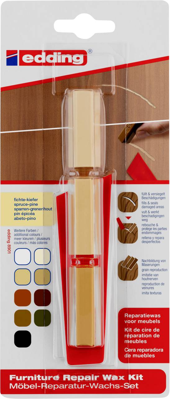 Edding 8901 4-8901-1-4609 Möbel-Reparaturwachs-Set Kiefer