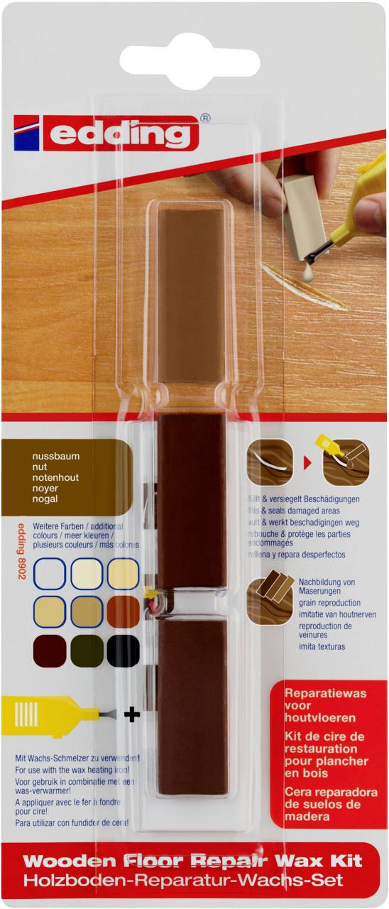 Edding 8902 4-8902-1-4602 Holzboden Reparaturwachsset Nussbaum
