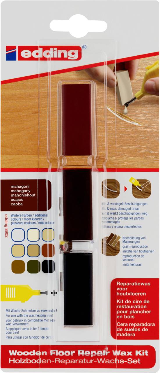 Edding 8902 4-8902-1-4604 Holzboden Reparaturwachsset Mahagoni