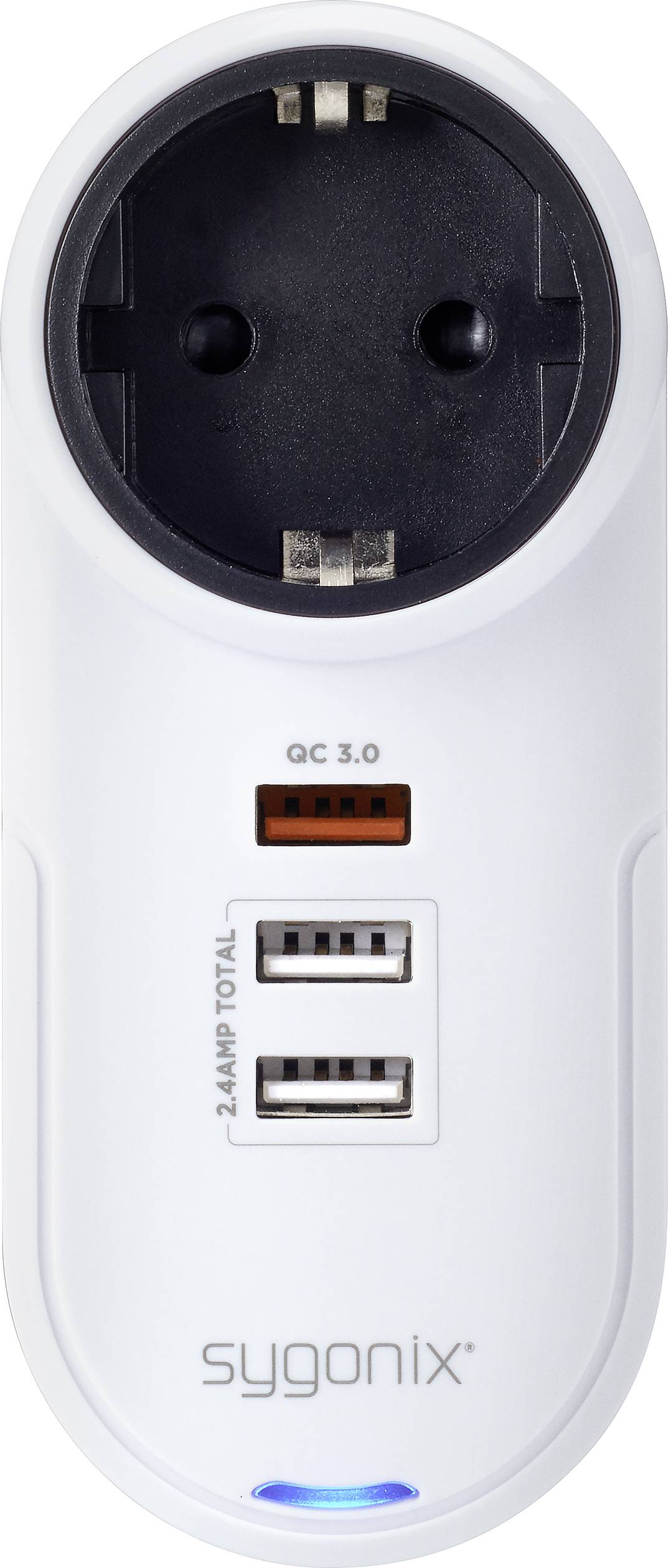 Sygonix TY1721 USB Ladegerät 18W 3x USB-A, Schutzkontakt-Steckdose Quick Charge 3.0 Weiß Innenbereich