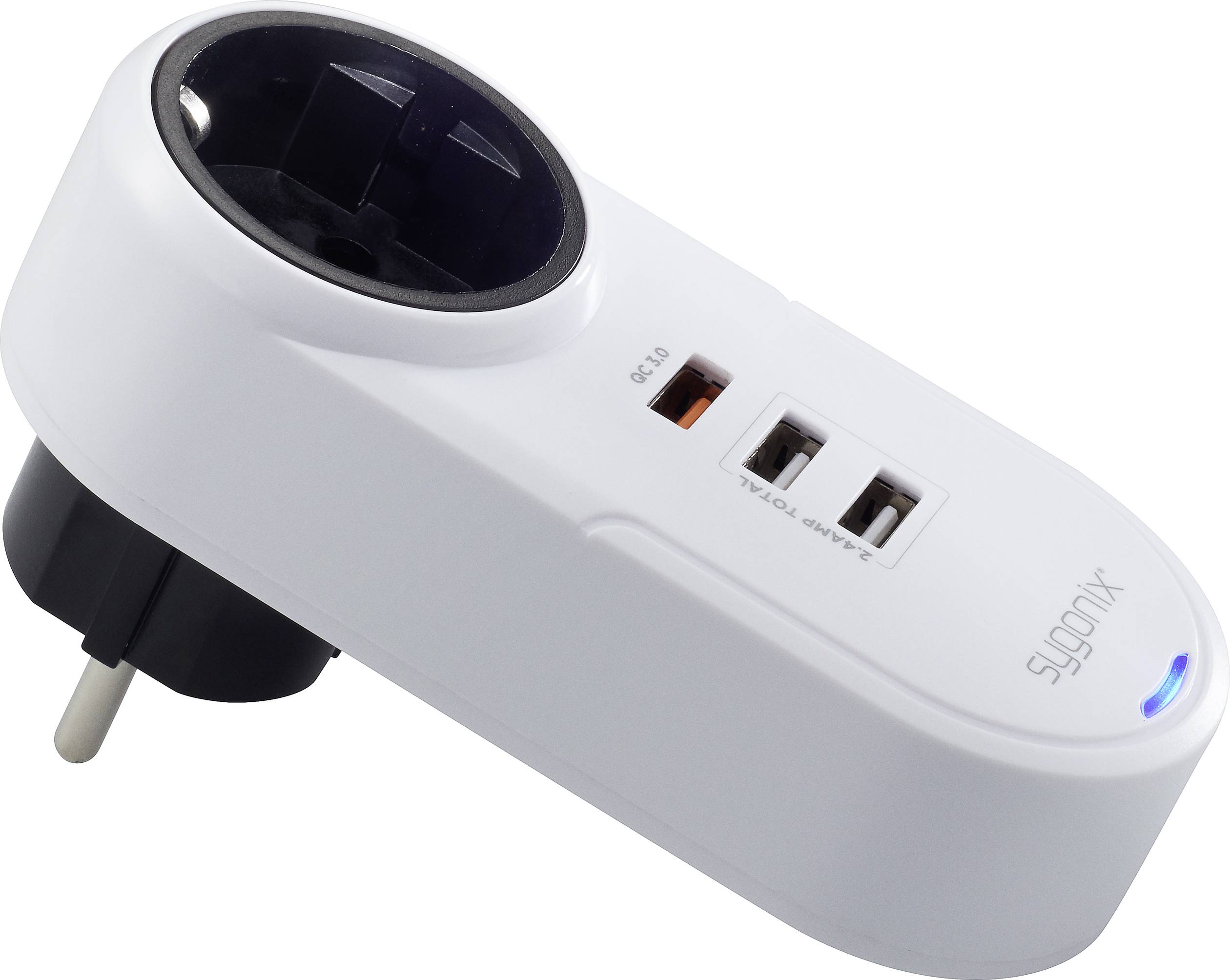 Sygonix TY1721 USB Ladegerät 18W 3x USB-A, Schutzkontakt-Steckdose Quick Charge 3.0 Weiß Innenbereich