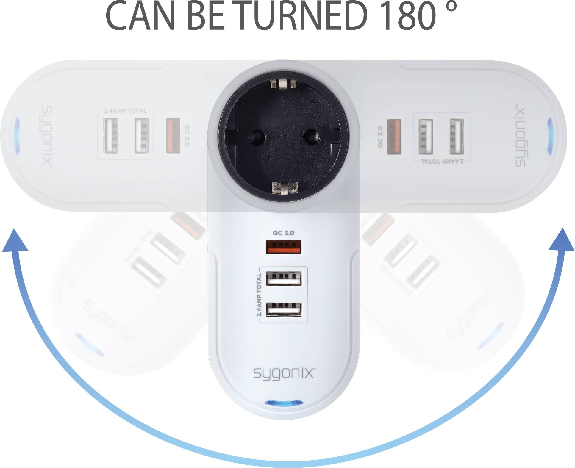 Sygonix TY1721 USB Ladegerät 18W 3x USB-A, Schutzkontakt-Steckdose Quick Charge 3.0 Weiß Innenbereich